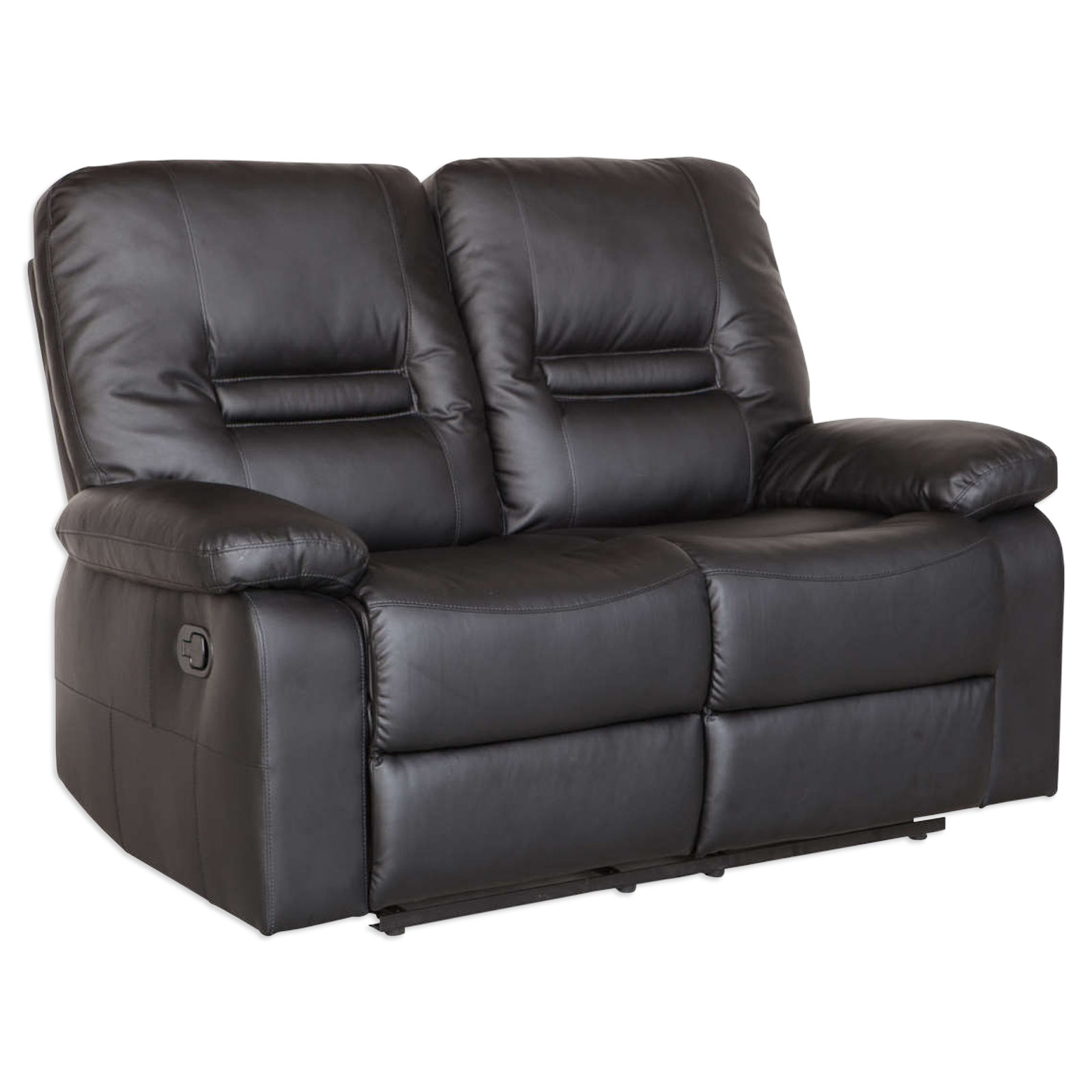 2er-Sitzer - schwarz - Kunstleder - manuelle Relaxfunktion