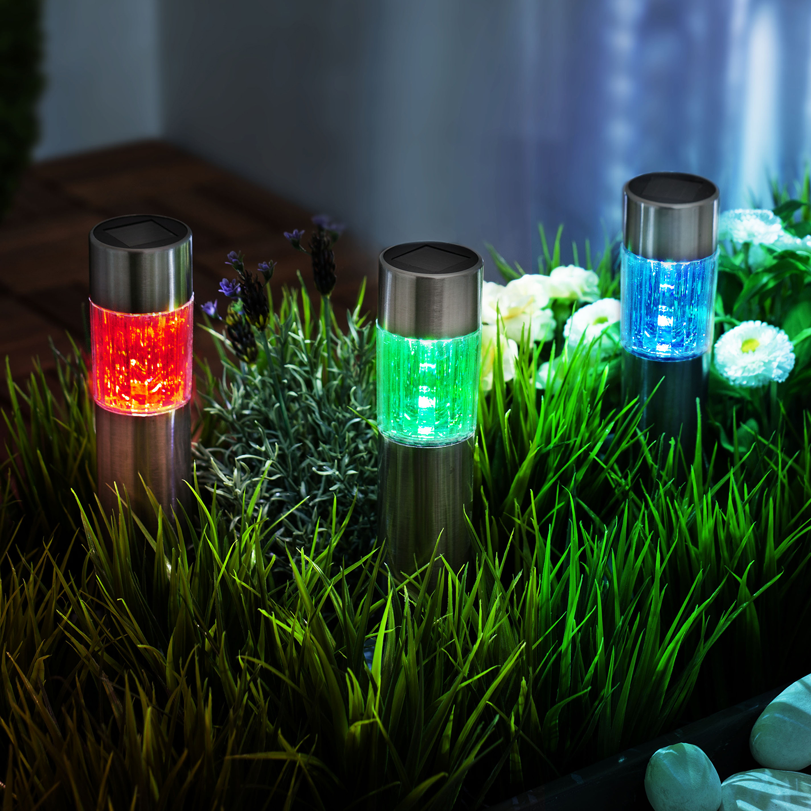 LED-RGB-Solarleuchte - 6er Set - 30 cm Höhe