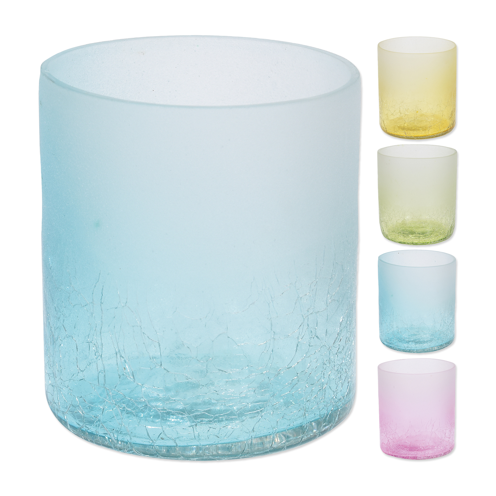 Teelichthalter - Glas - farblich sortiert - 6,5x6x5 cm