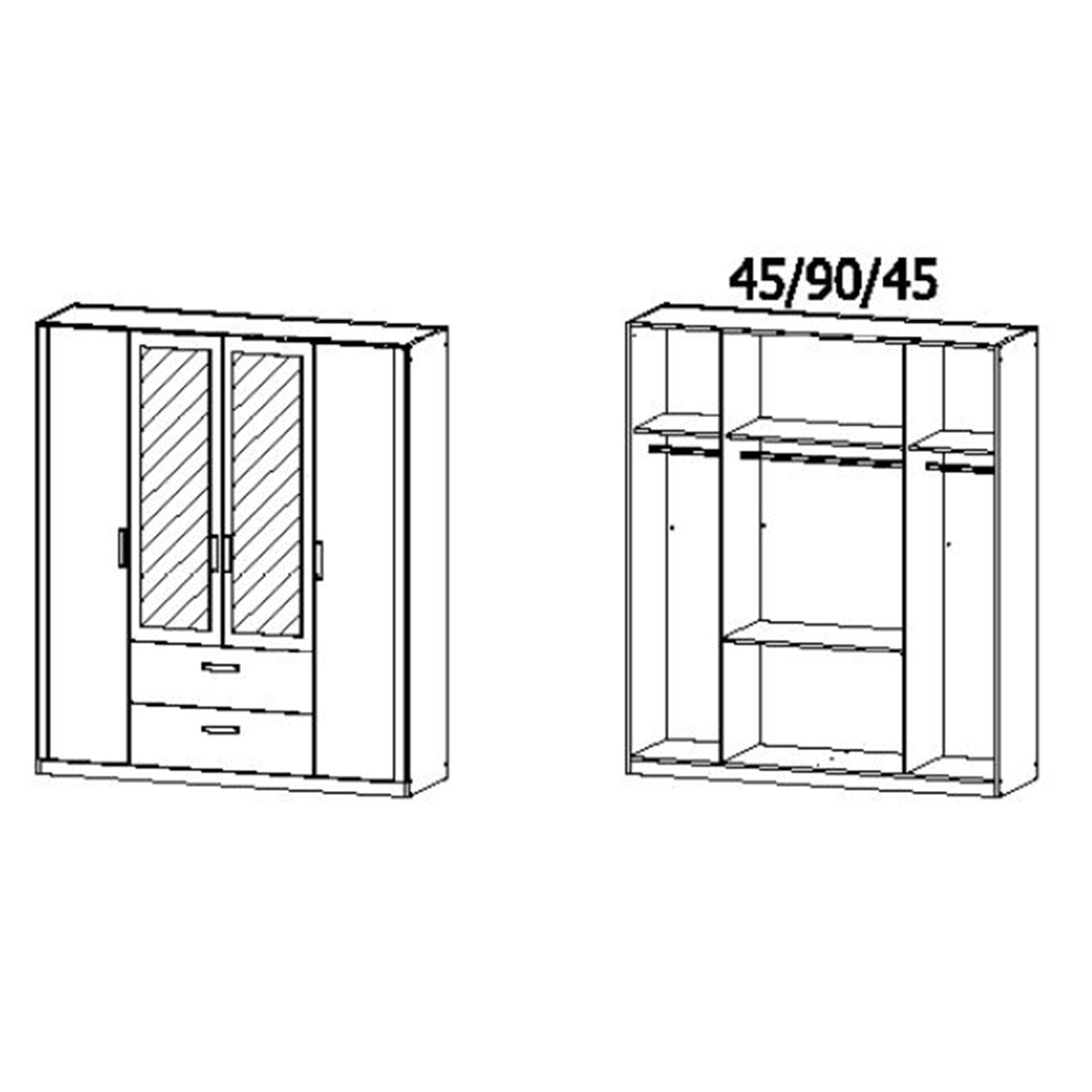 Kombi-Drehtürenschrank - Sonoma Eiche - 4-türig - 181 cm breit