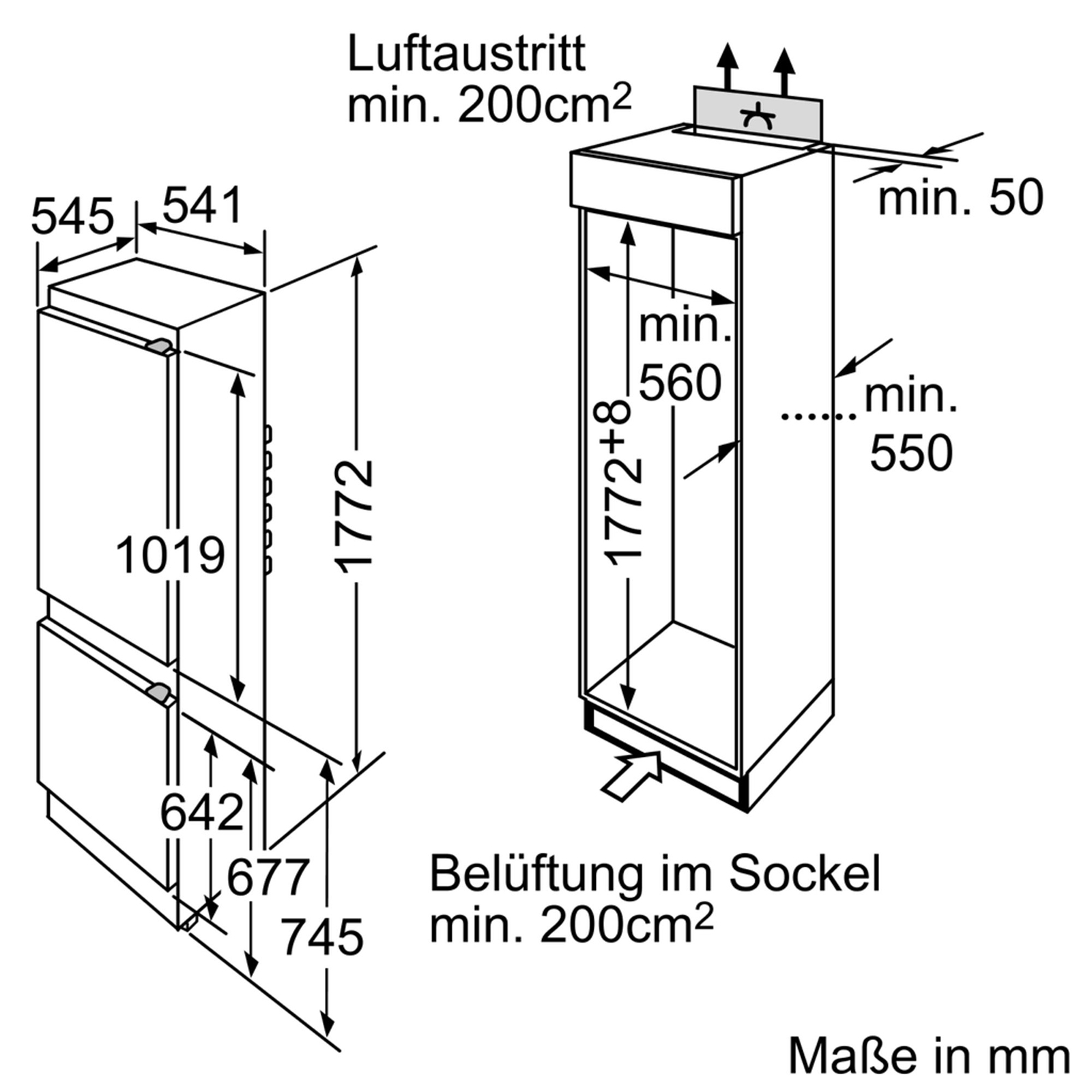 SIEMENS Einbau-Kühl-Gefrierkombination KI34VV22FF - A+