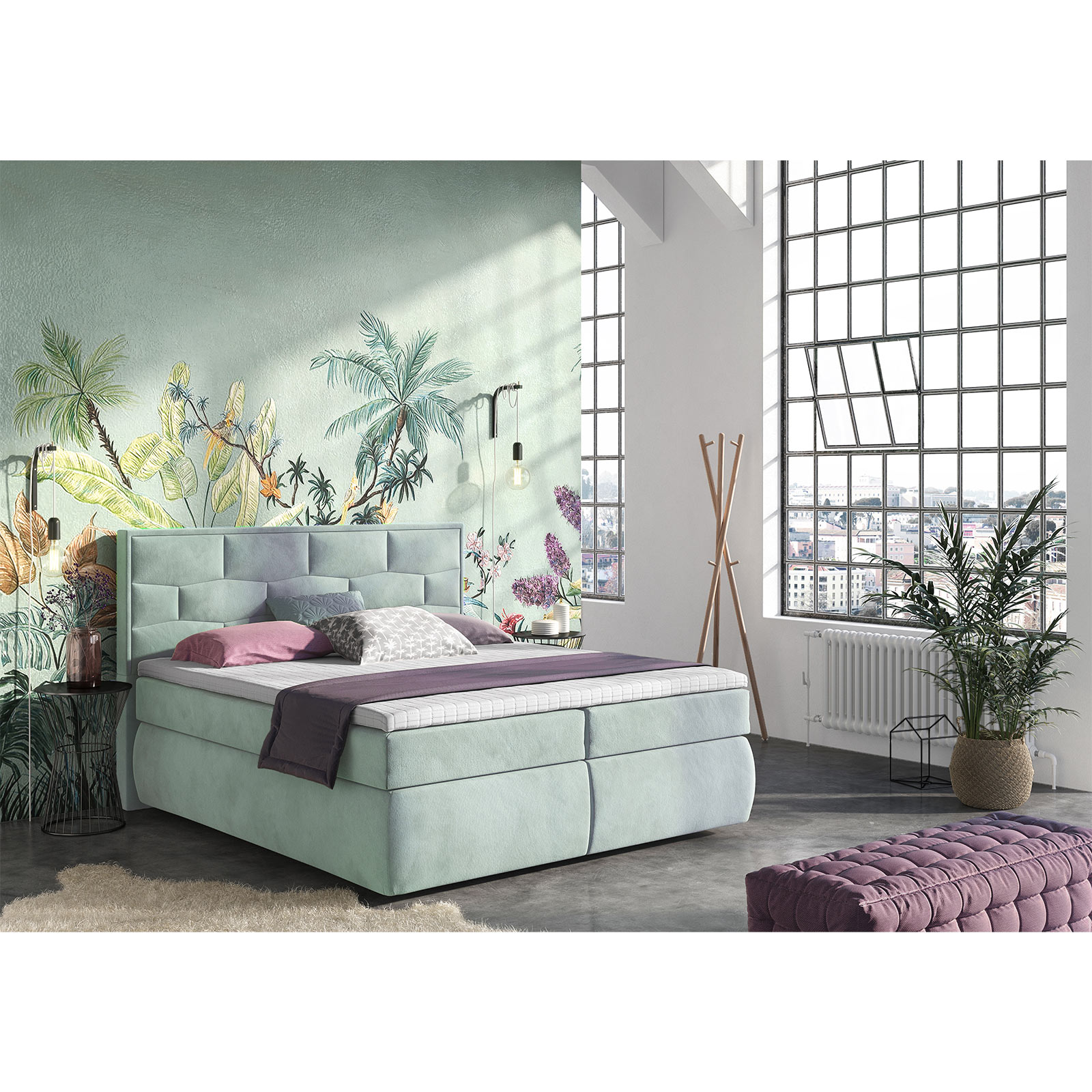 Boxspringbett - mint - Samt - 180x200 cm