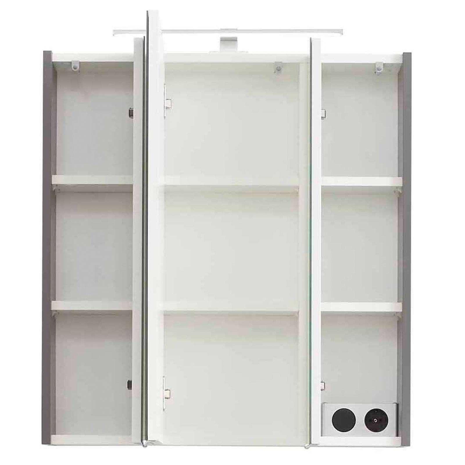 Spiegelschrank - Quarzgrau matt - mit Beleuchtung - 65 cm