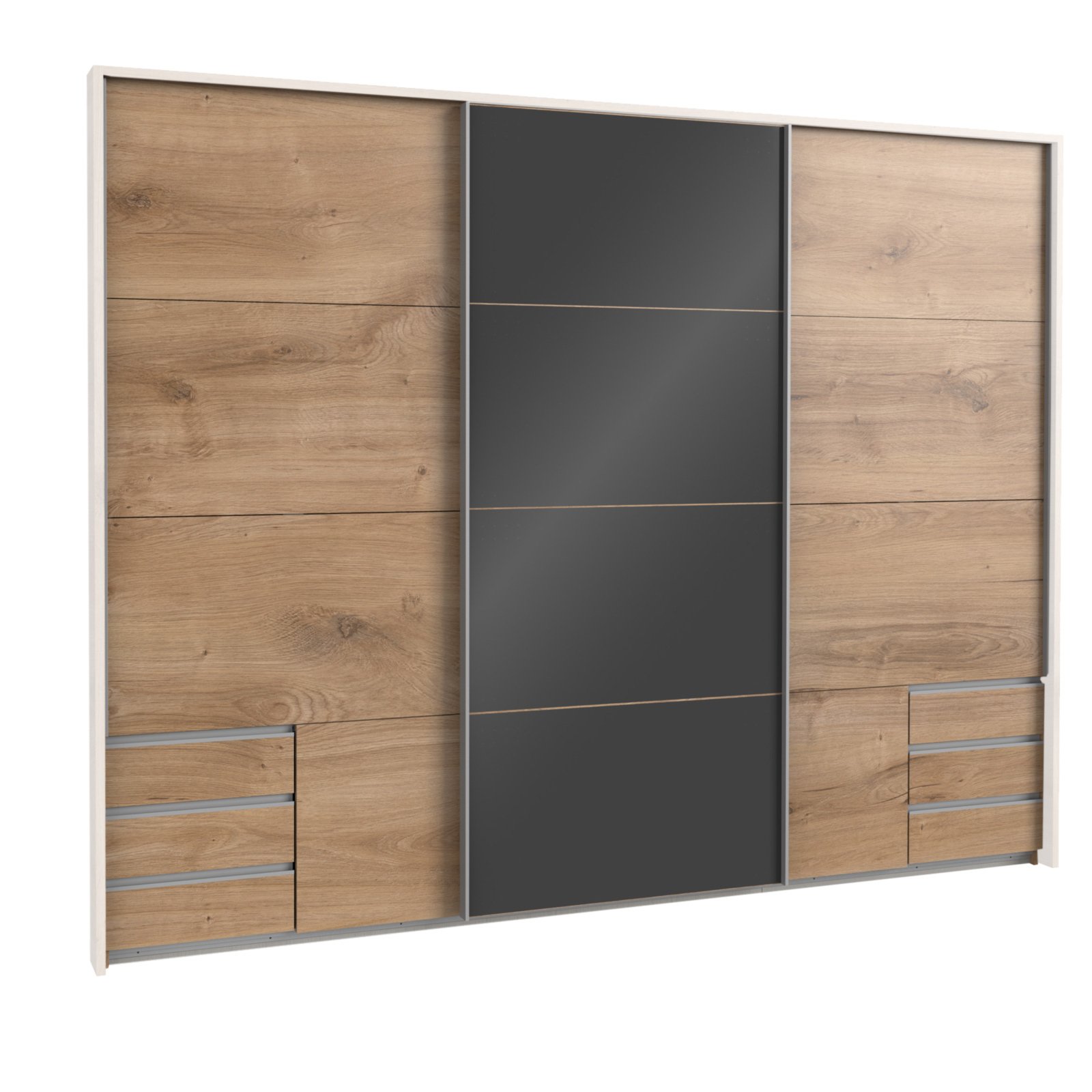 Schwebetürenschrank - Plankeneiche - Graphit - 13 cm breit Schwebetürenschrank - Plankeneiche - Graphit - 13 cm breit