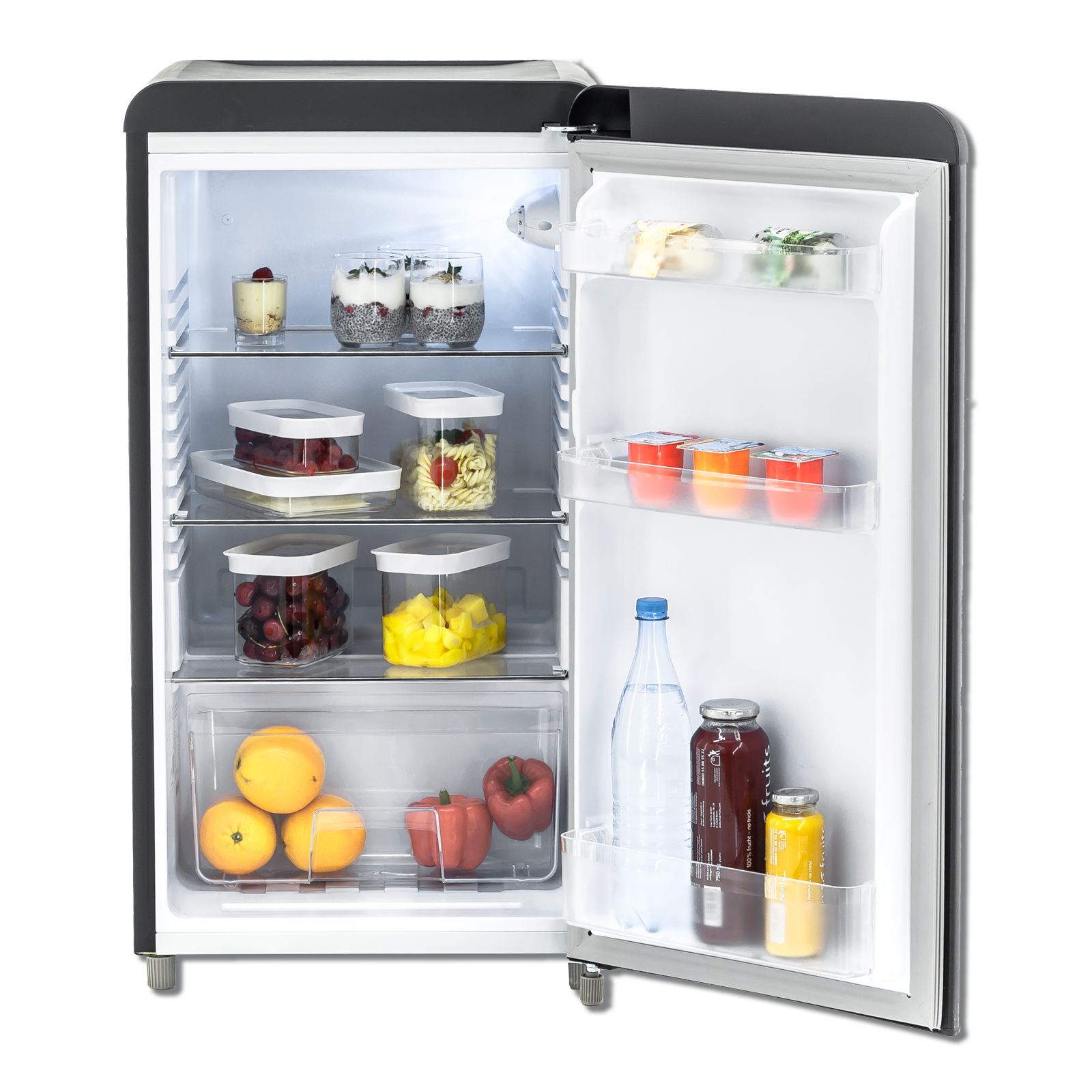 EXQUISIT Kühlschrank - RKS 100-16RVA++ - mattschwarz - Retrooptik - 1242002001