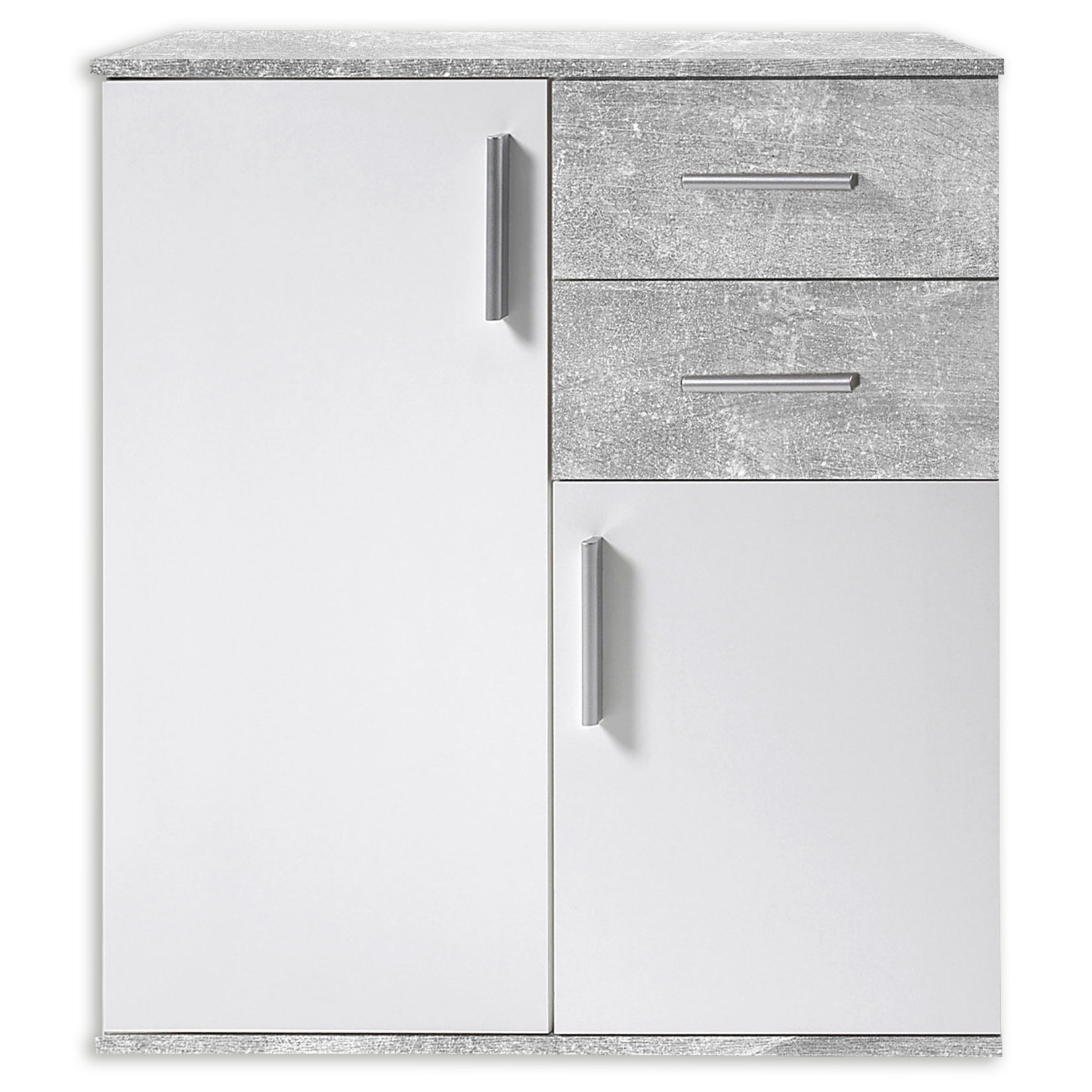 Kommode - weiß-Beton-Optik - 80 cm breit