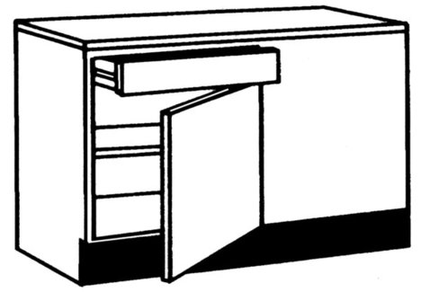 Eckanrichte - weiß Lacklaminat-weiß - 110 cm breit