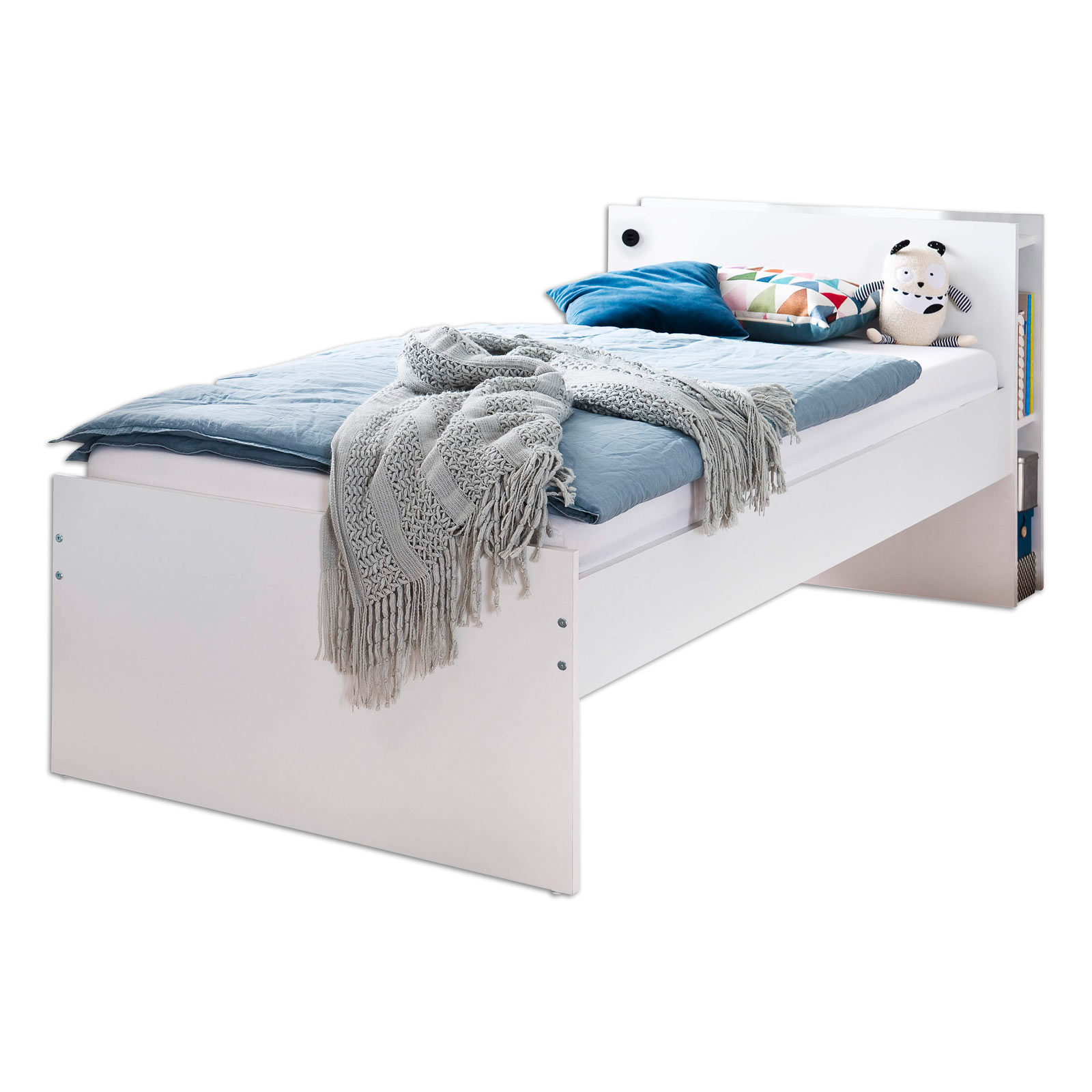 Einzelbett - weiß - USB-Port - 90x200 cm