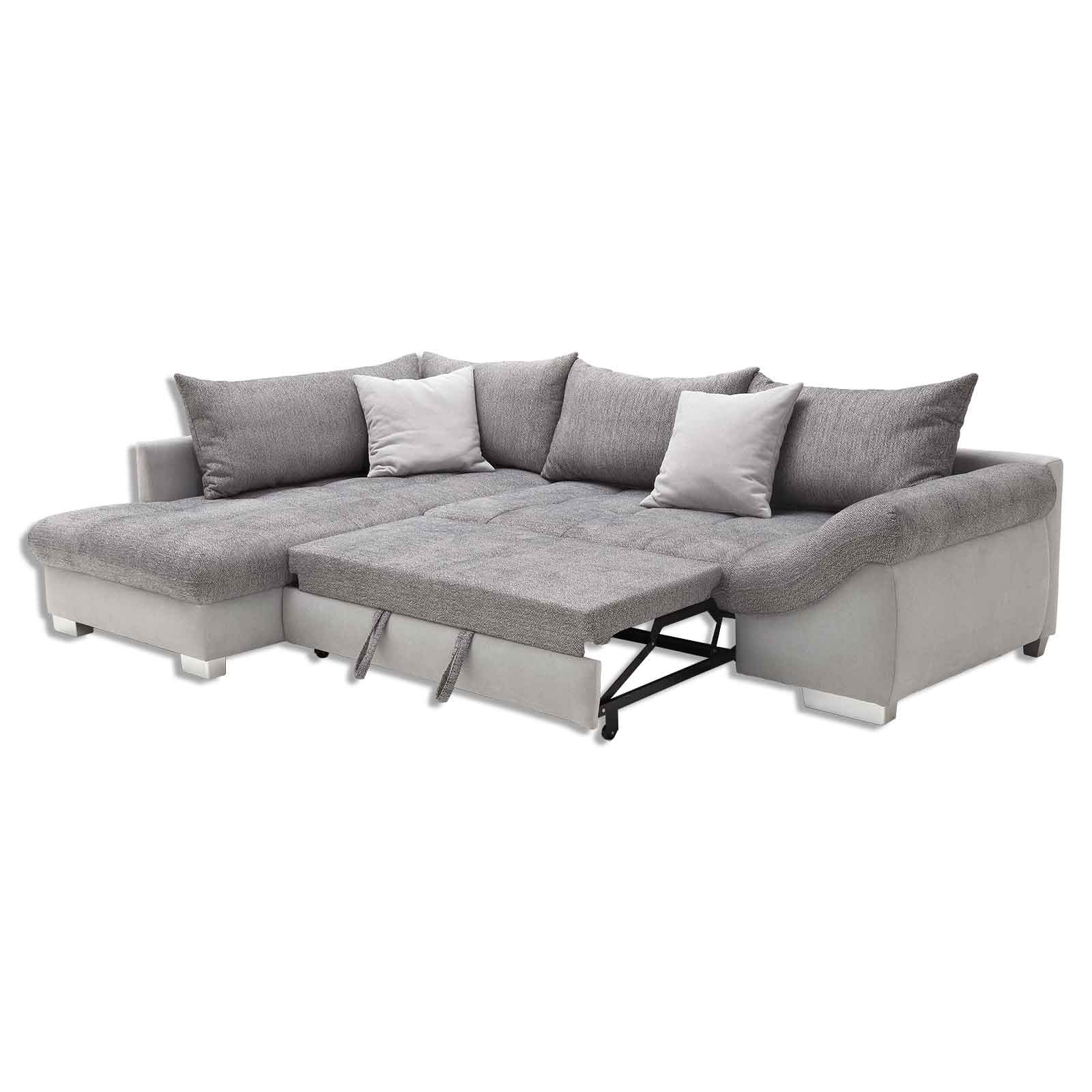 Ecksofa - melange-silver - Webstoff - mit Liegefunktion