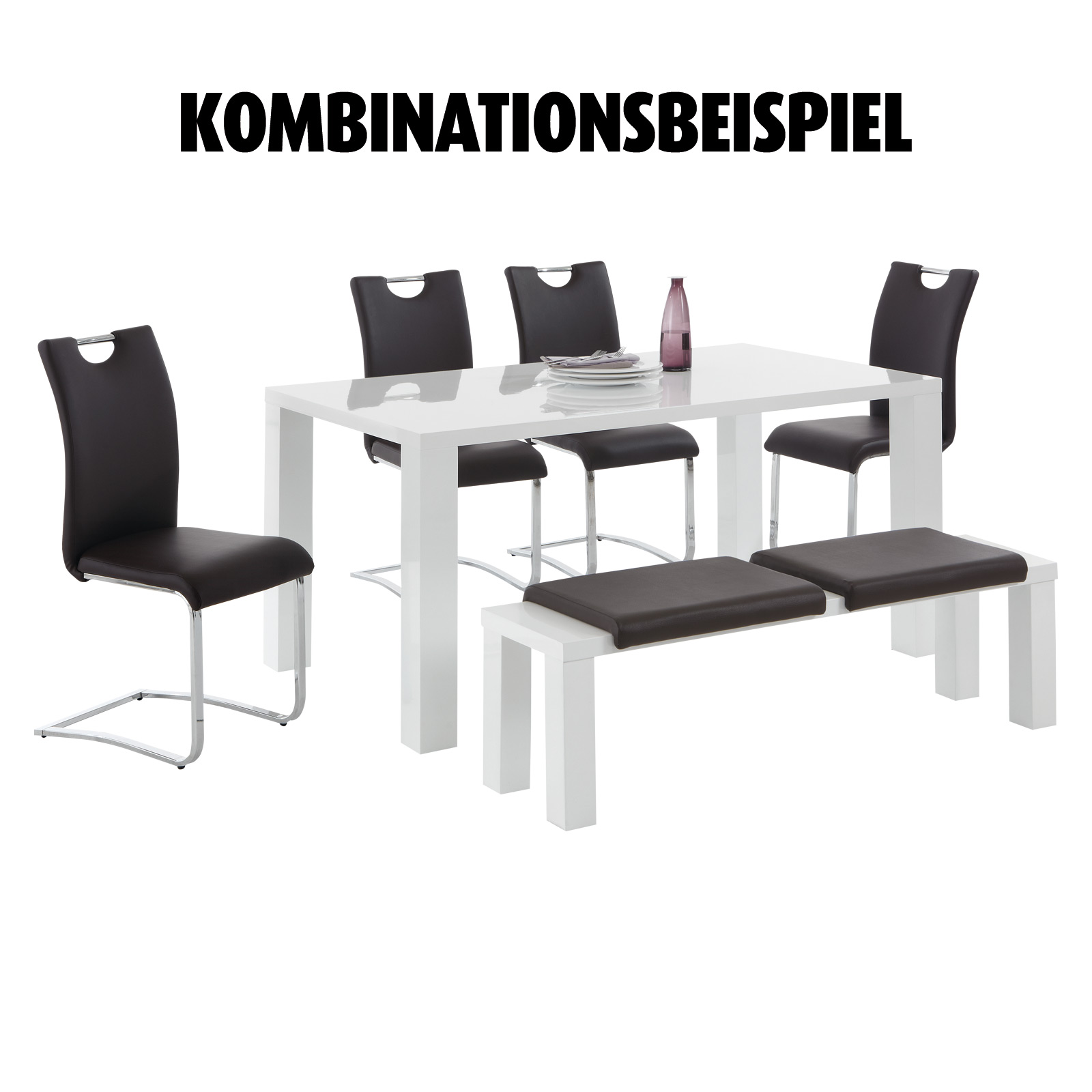 Esstisch - weiß Hochglanz - 160x90 cm