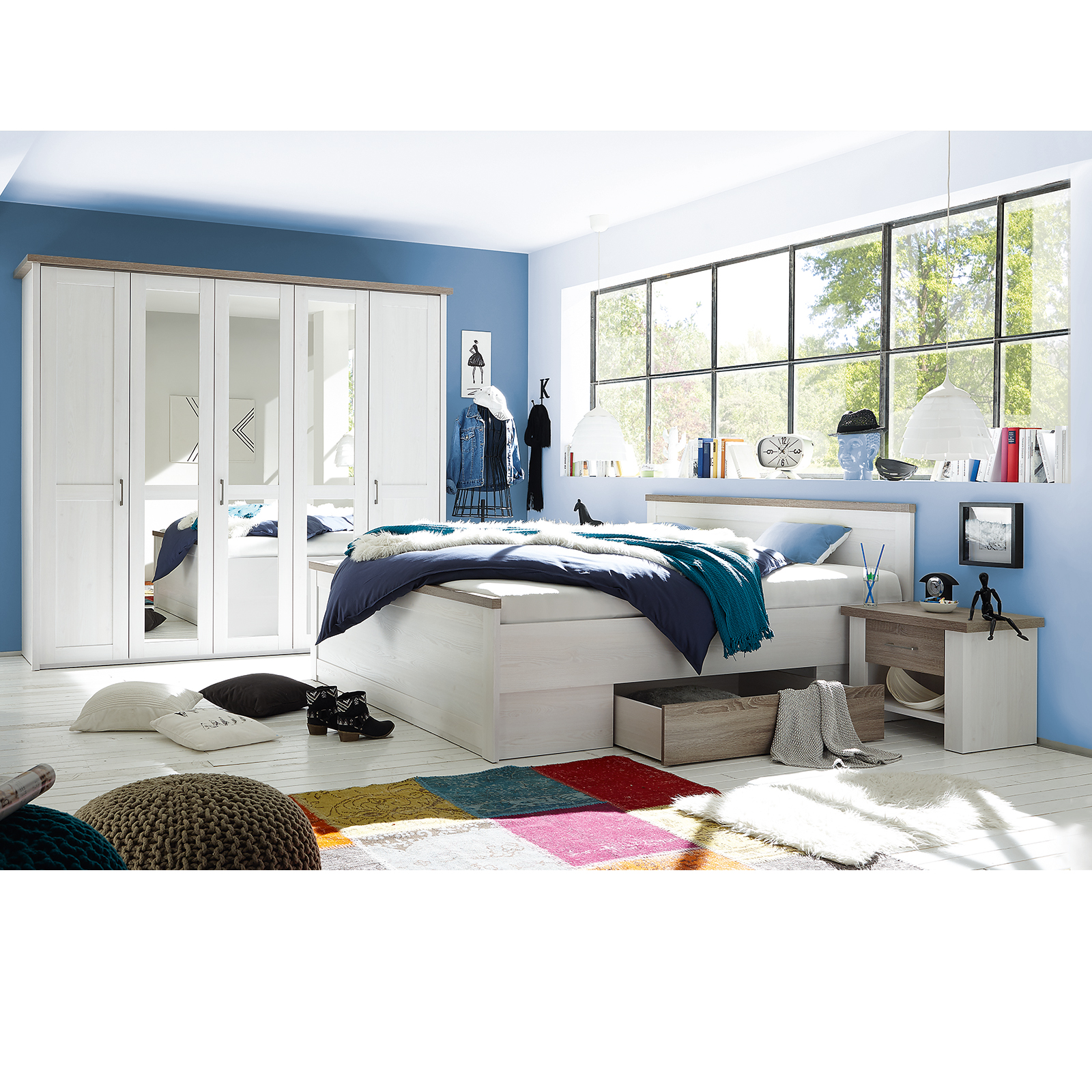 15-teiliges Schlafzimmer-Set - Pinie-weiß - Trüffel 15-teiliges Schlafzimmer-Set - Pinie-weiß - Trüffel