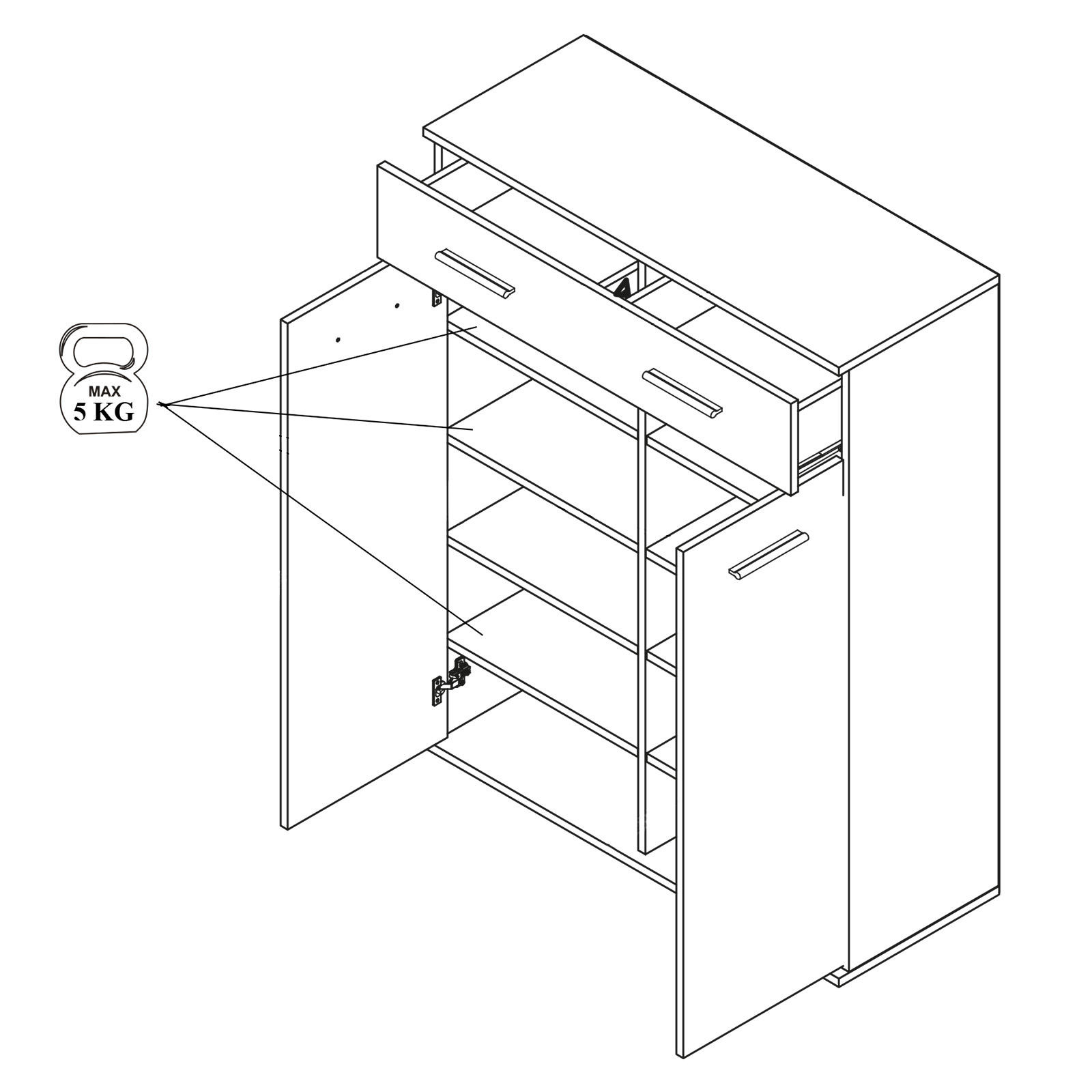 Schuhschrank - Sonoma Eiche - weiß - 90 cm breit