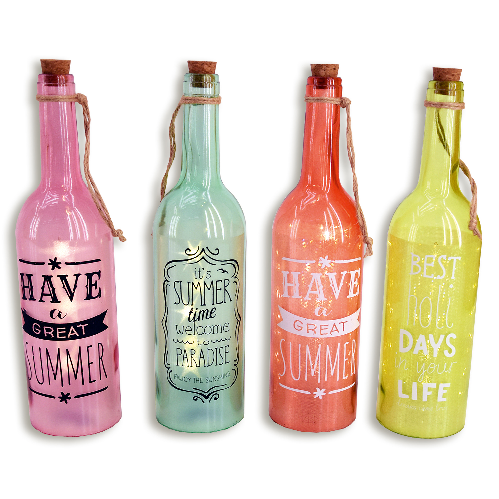 LED-Flasche - farbig sortiert - Glas