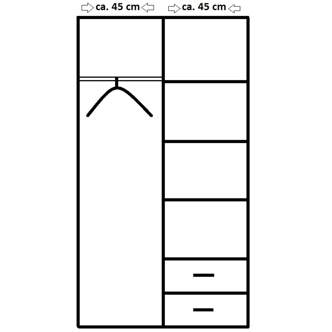 Drehtürenschrank - Alpinweiß - 3 Einlegeböden