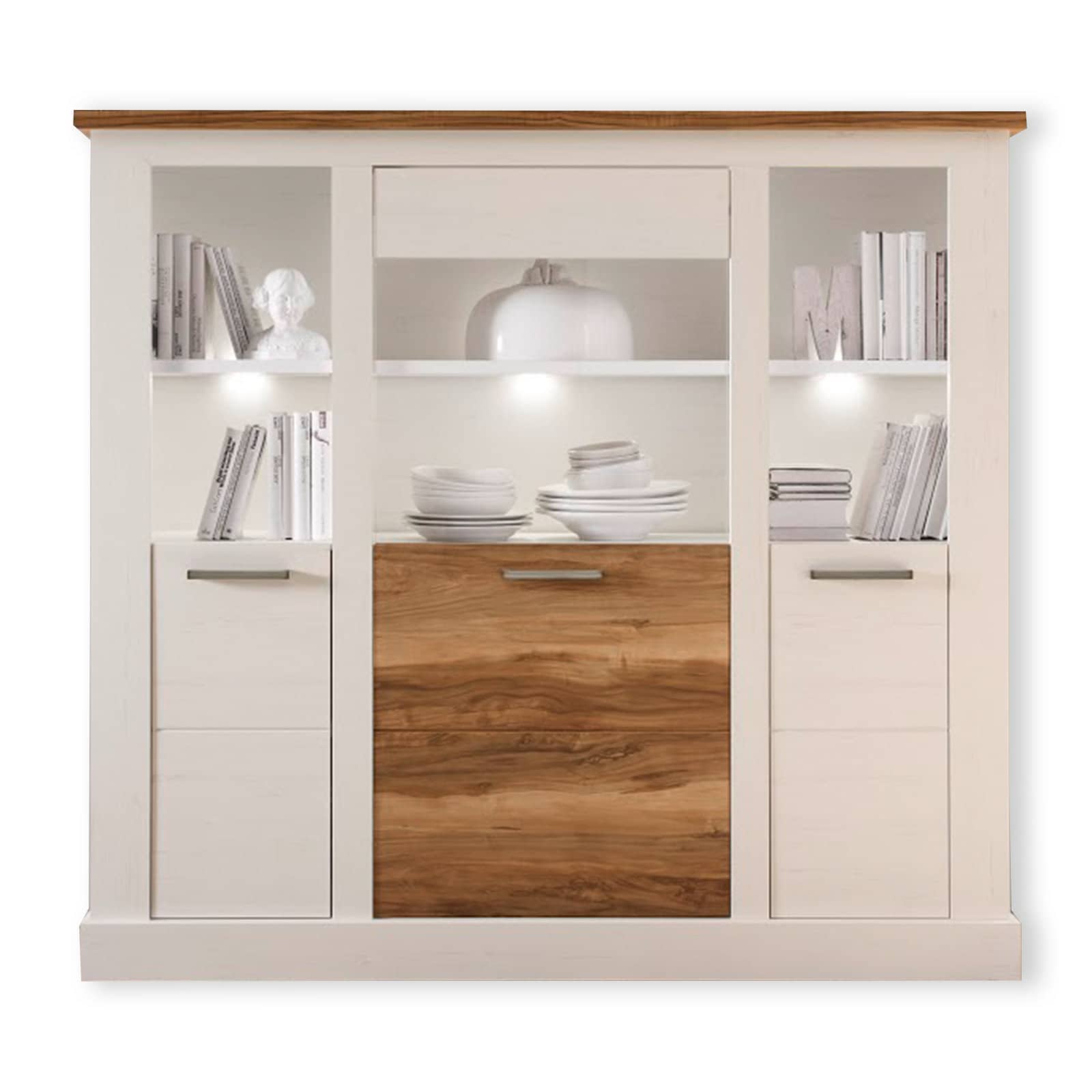Highboard - Pinie hell-Satin Nussbaum