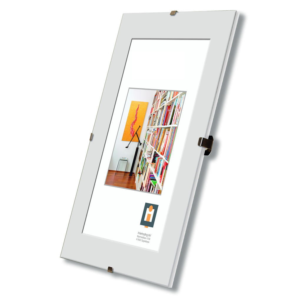 Bildhalter - weiß - Glas - rahmenlos - 50x70 cm