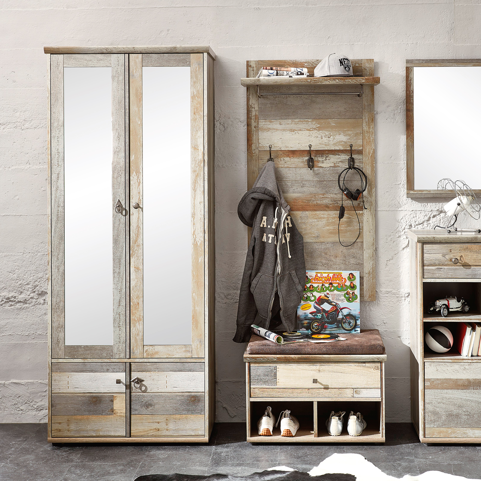 Garderobenschrank - Driftwood - 78 cm breit