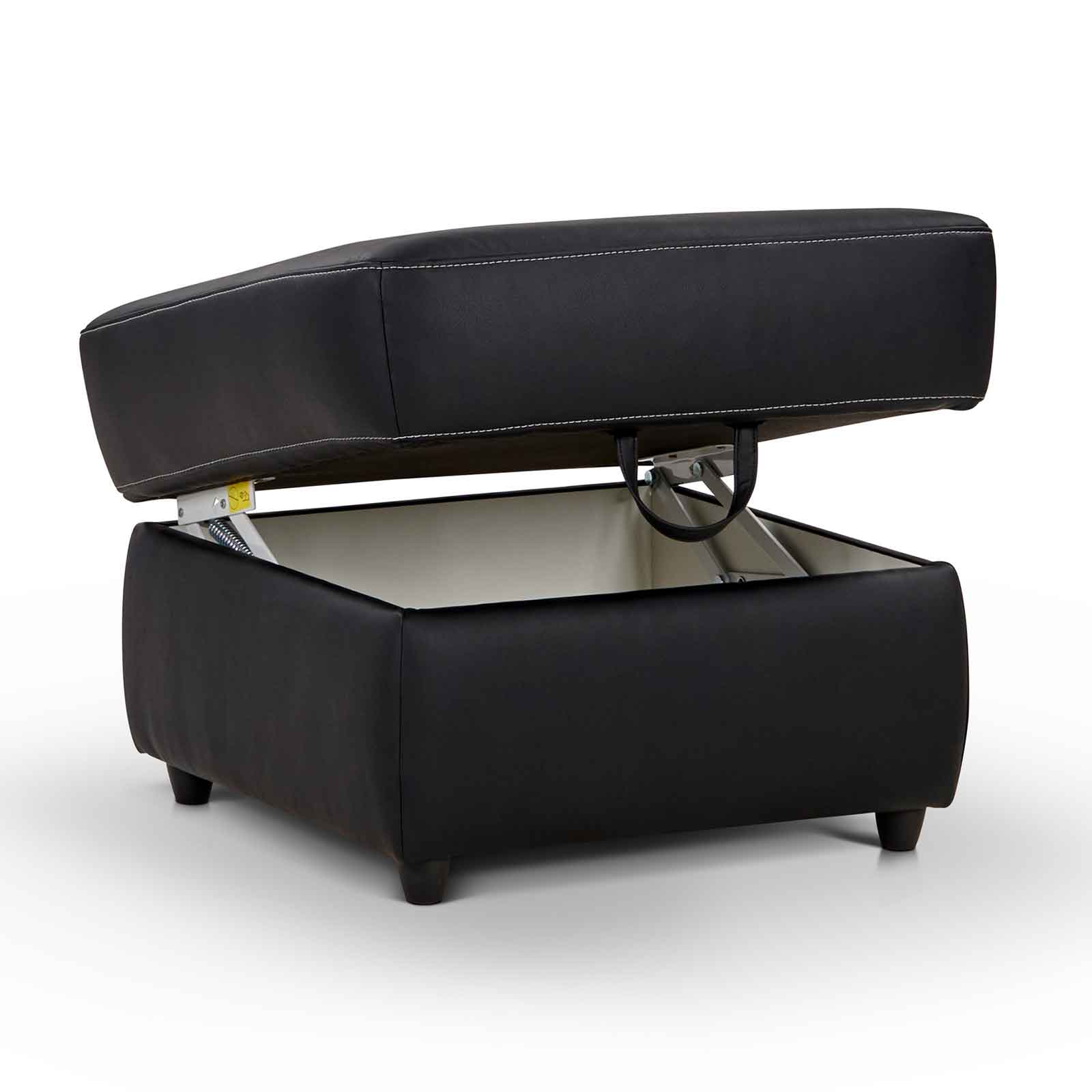 Hocker - schwarz - Kunstleder mit gewachster Oberfläche