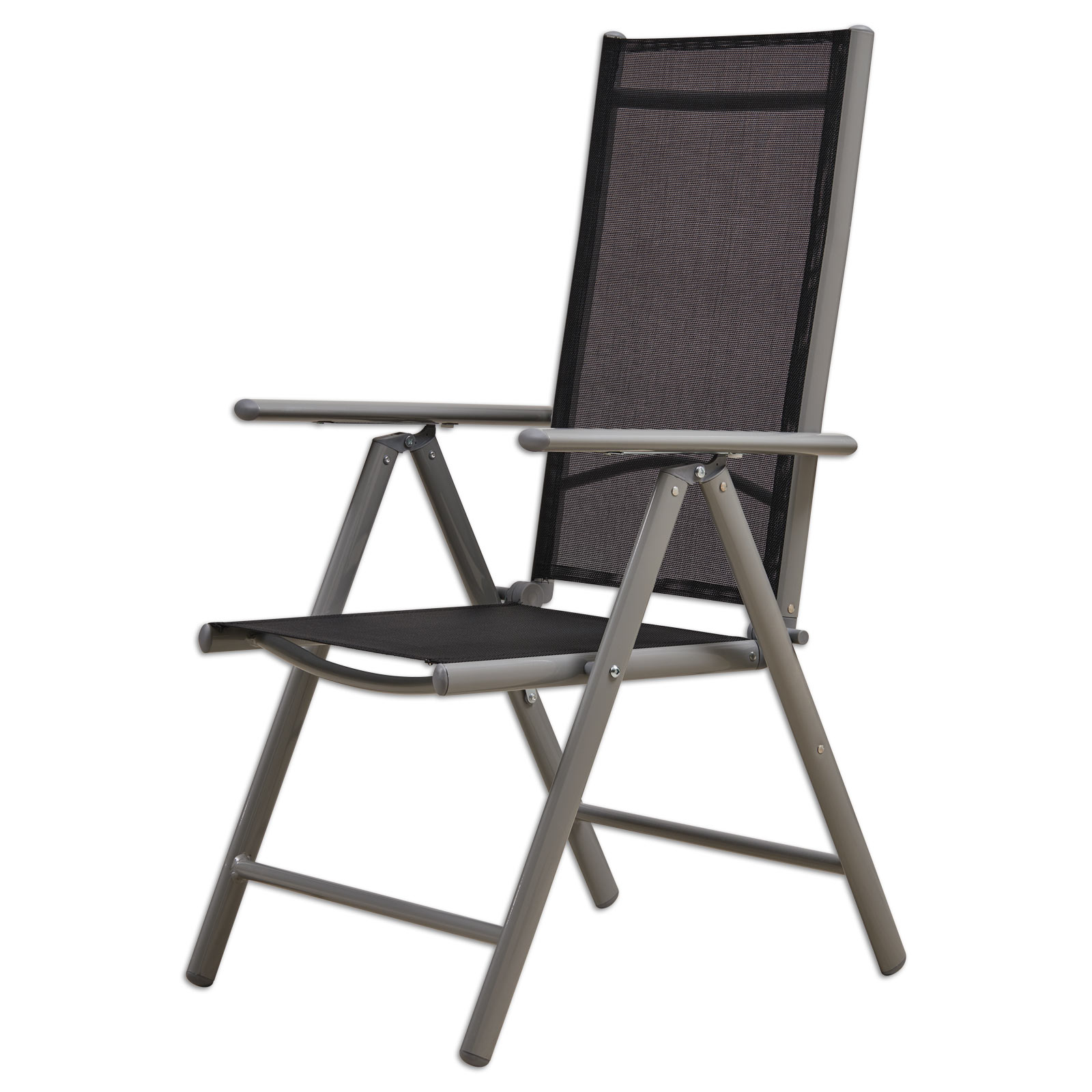 CleverPick 4-teiliges Gartenstuhl-Set - schwarz - klappbar - 5-fach verstellbar