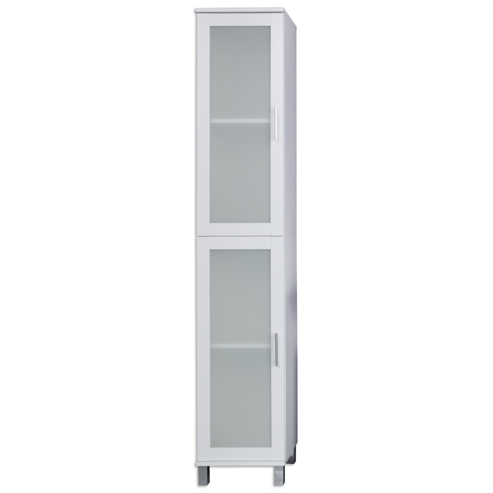 Hochschrank - weiß-Glas satiniert - 188 cm hoch