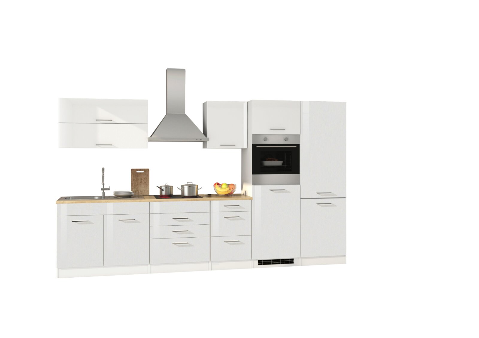 Küchenblock ROM - weiß Hochglanz - mit E-Geräten - 350 cm | Online bei  ROLLER kaufen