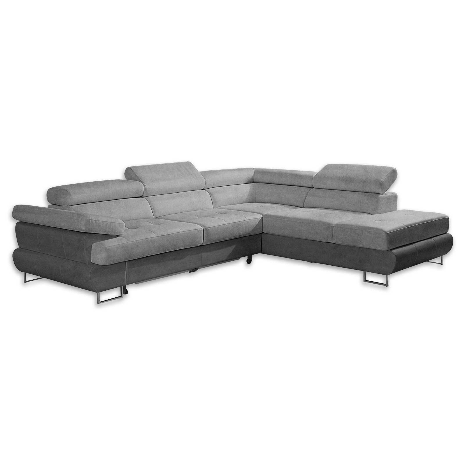 Ecksofa - hellgrau - mit Funktion - Ottomane rechts | Online bei ROLLER