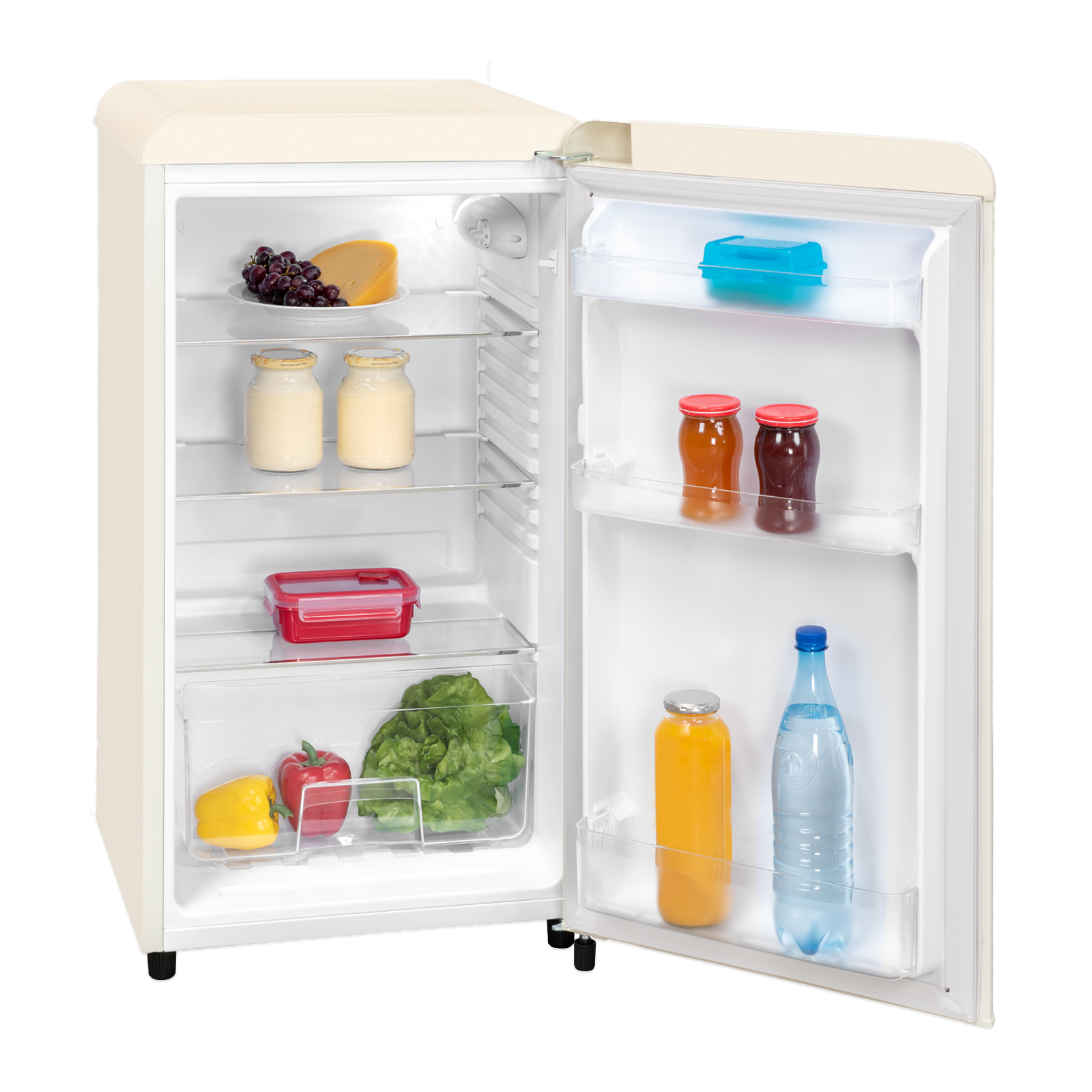 EXQUISIT Kühlschrank - RKS 100-16RVA++ - magnolienweiß - Retrooptik - 1242002002