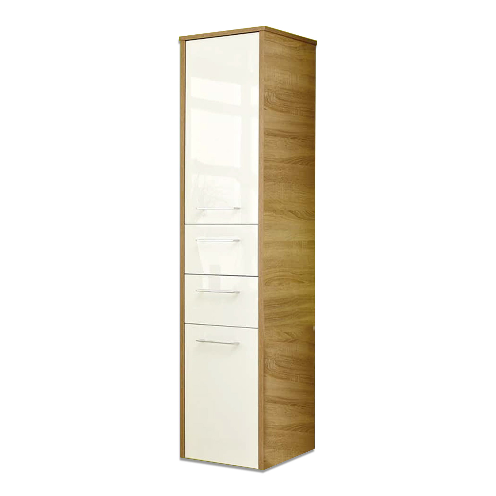 Midischrank - weiß Hochglanz - Eiche natur - 40 cm breit
