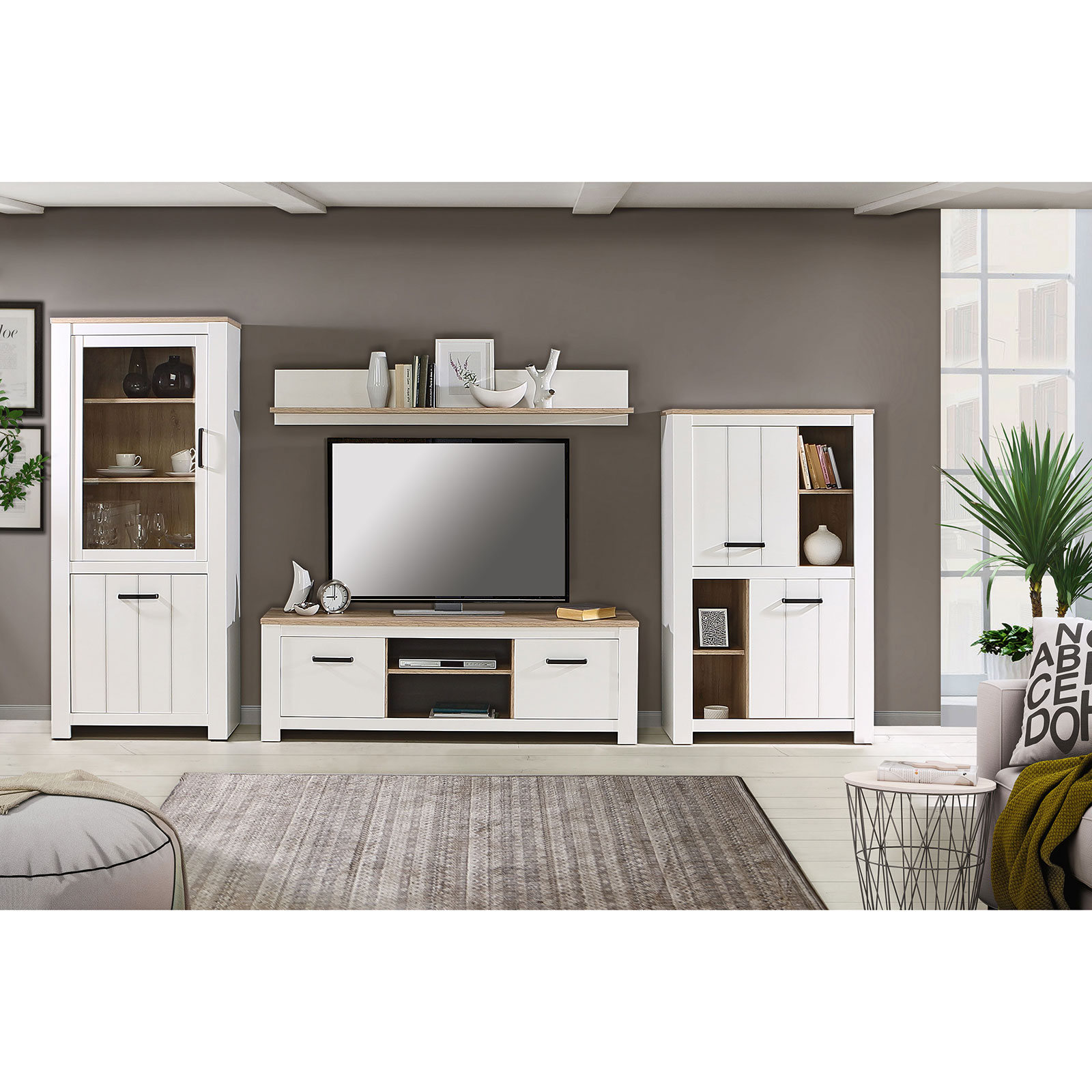 Vitrine - weiß-bianco Eiche - 77 cm breit