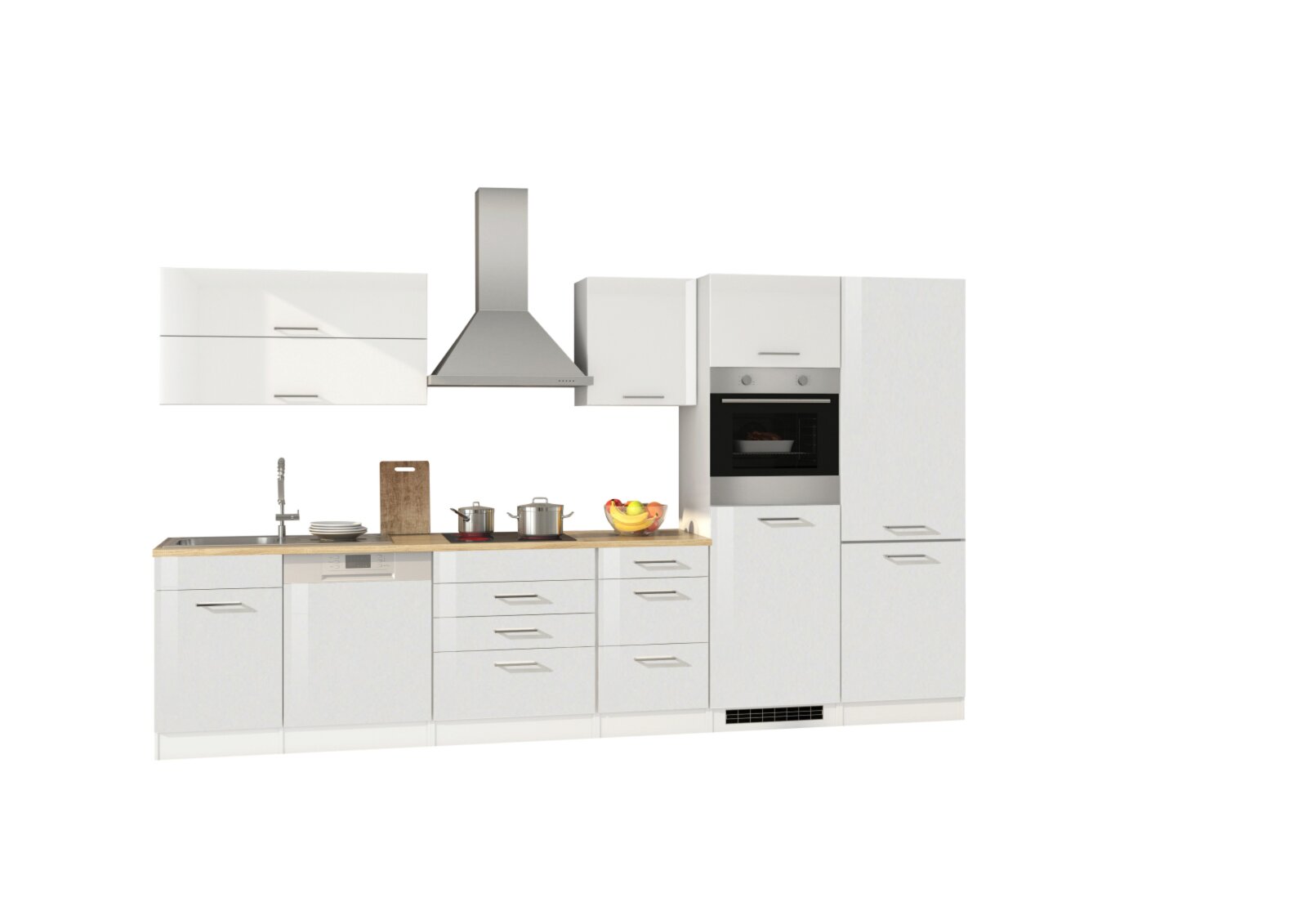 Küchenblock Rom - weiß Hochglanz - mit E-Geräten - 360 cm | Online bei  ROLLER kaufen