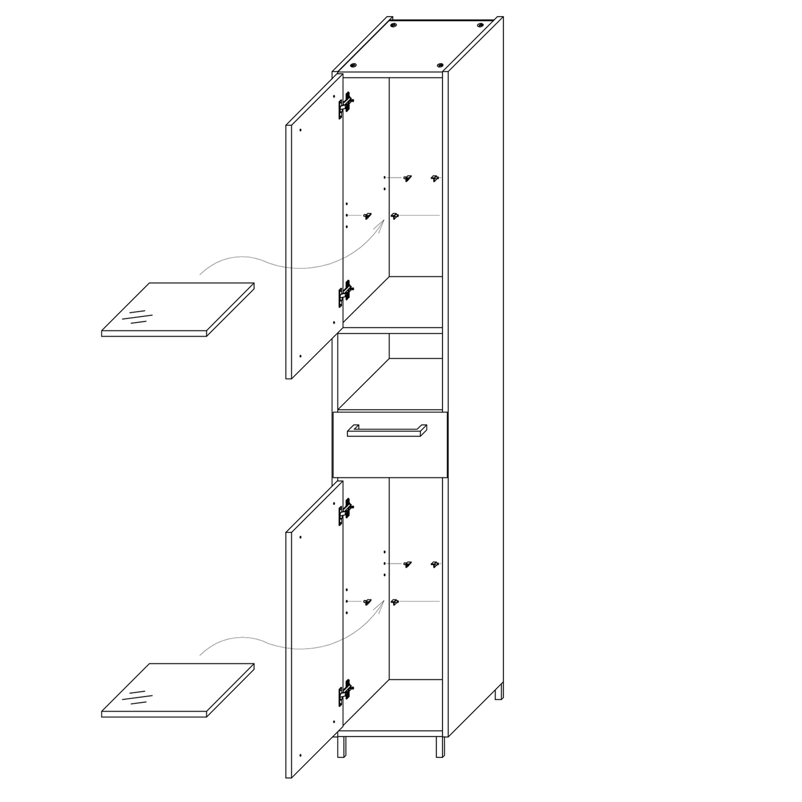 Hochschrank MAINZ - anthrazit glänzend - 30 cm