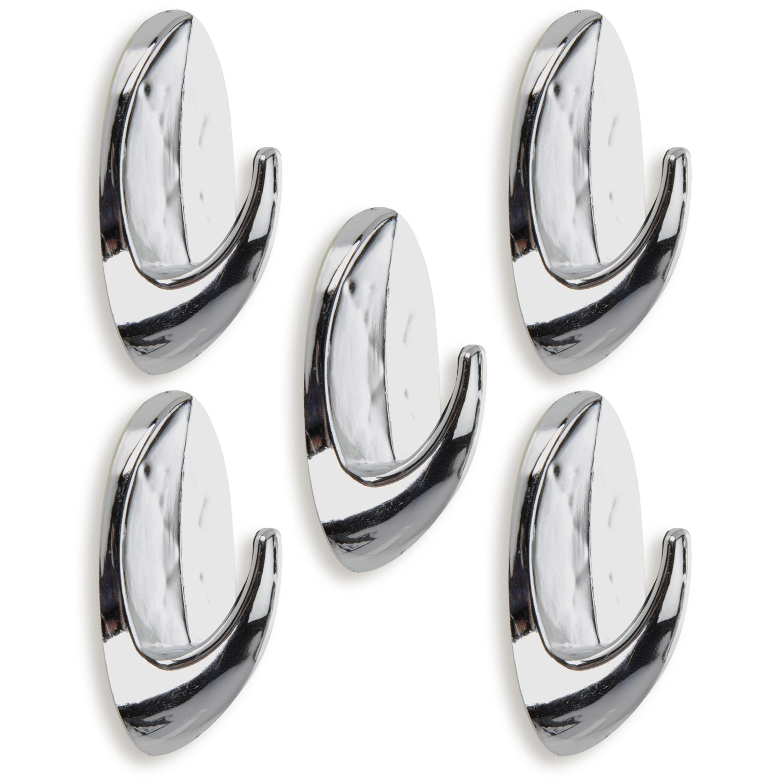 Klebe-Wandhaken - chromfarben - 5-teilig | Handtuchhalter | Bad