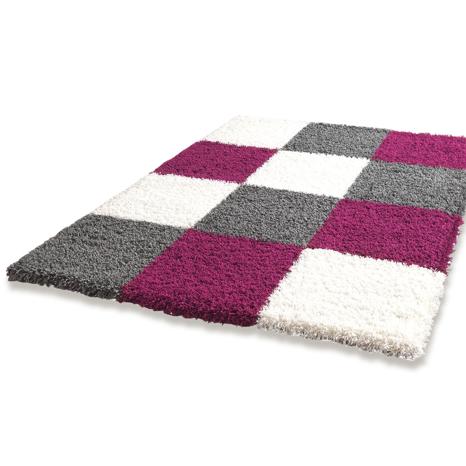 Hochflor teppich shaggy plus grau weià lila 160x230 cm ...