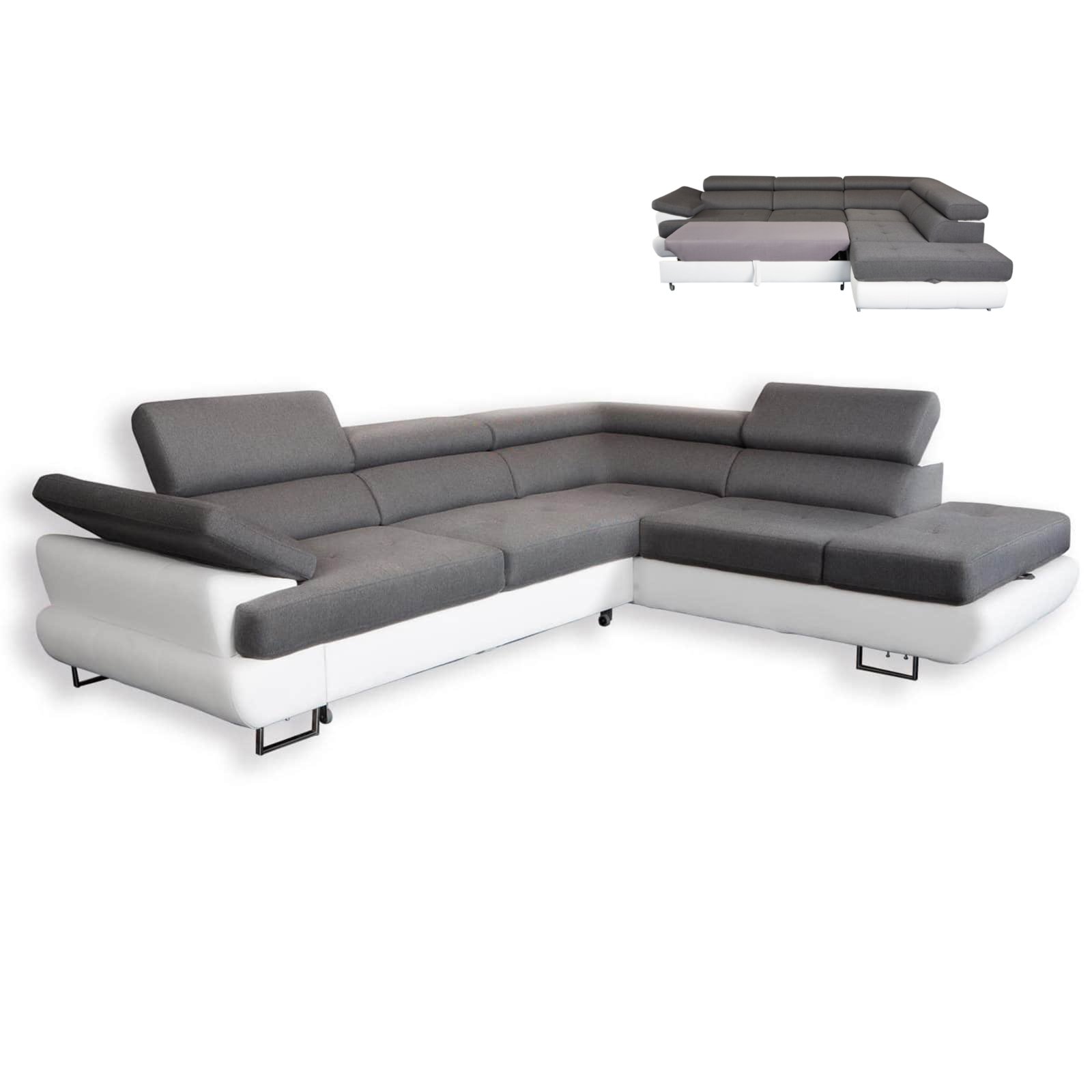 Ecksofa Anthrazit Weiss Mit Funkiton Ottomane Rechts Online Bei Roller Kaufen