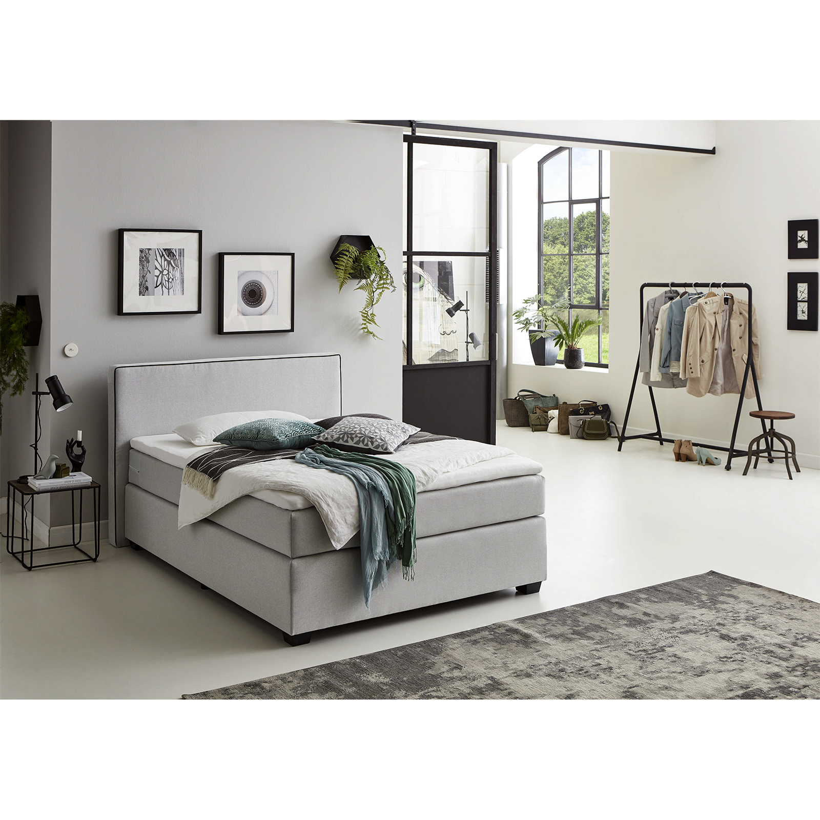 Boxspringbett - silber - H2 - 140x200 cm