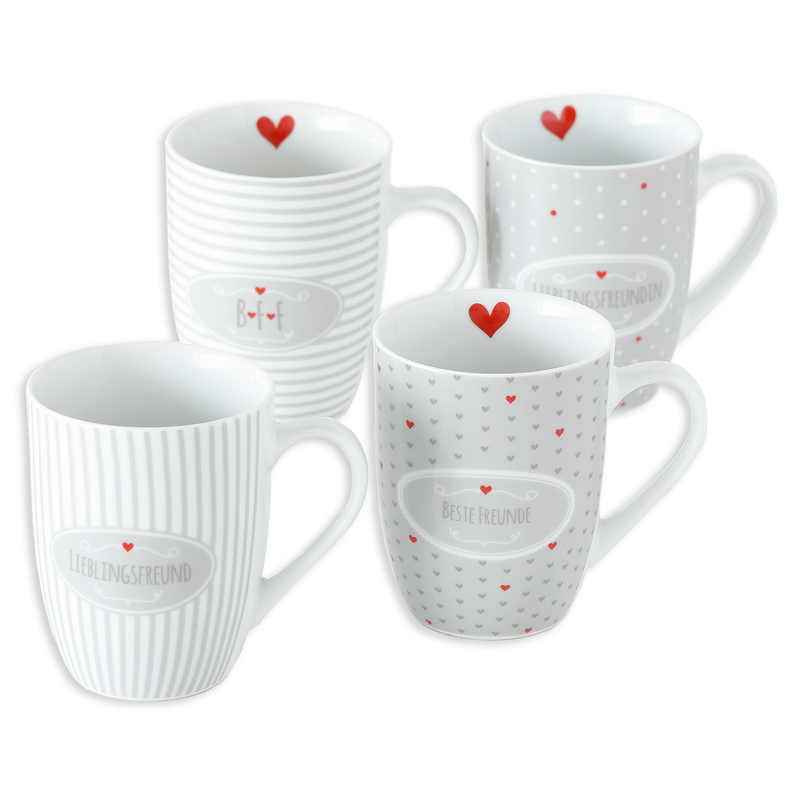 Tasse Freunde - grau - sortiert - Porzellan