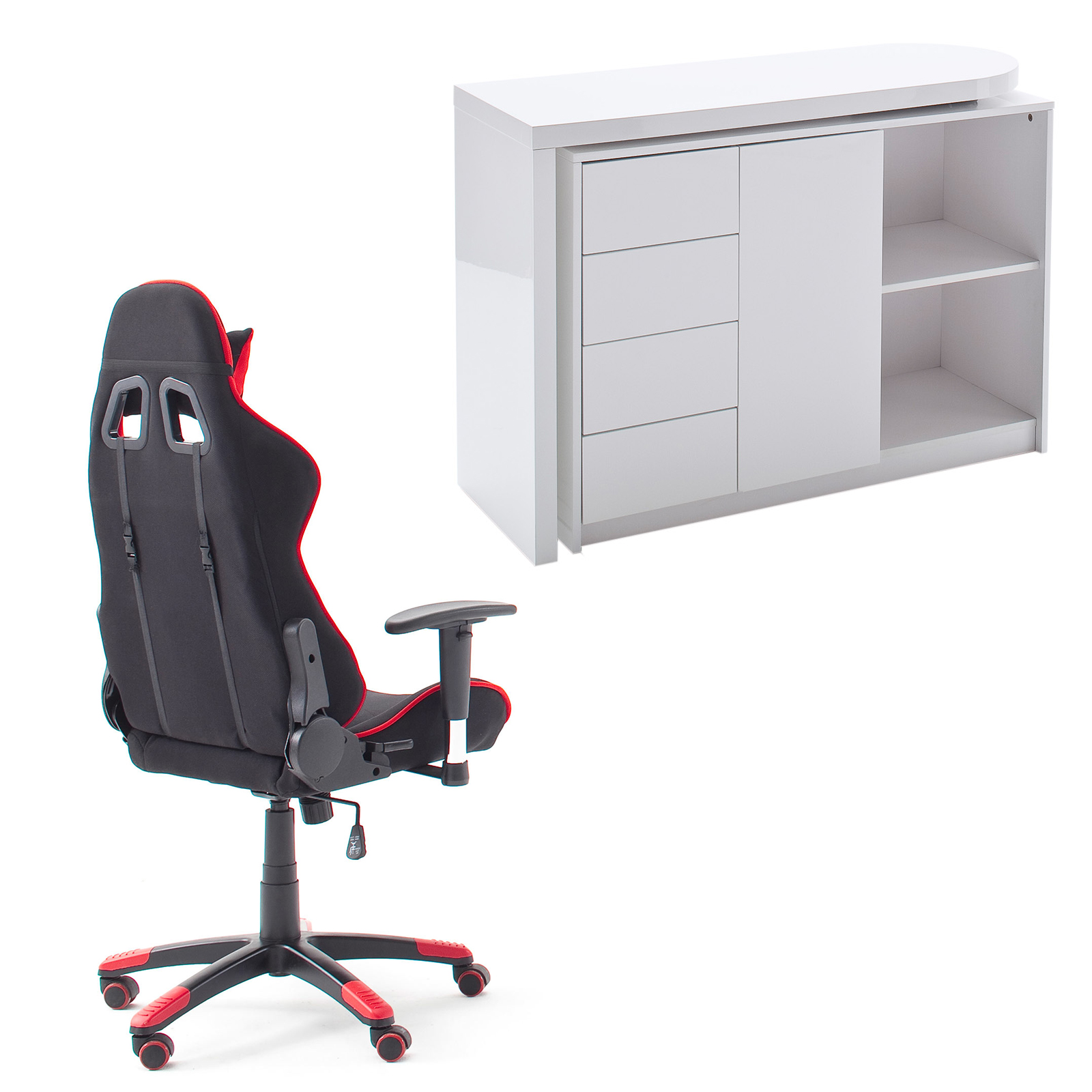 Set - Gamer-Drehstuhl + Schreibtisch - schwenkbar