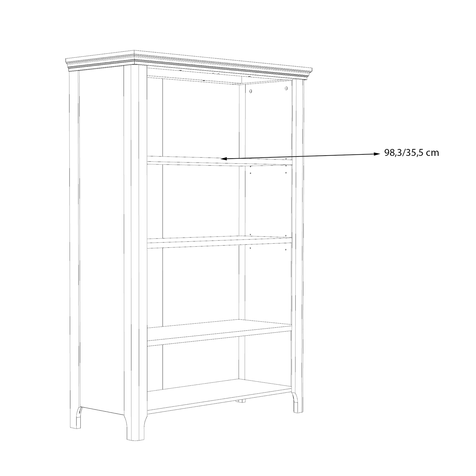 Highboardvitrine - Schneeeiche - 107 cm breit