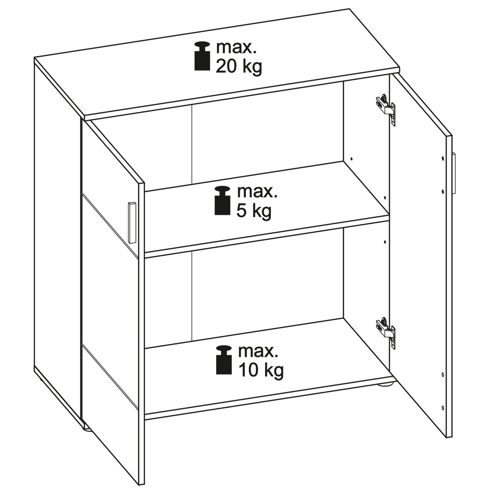 Kommode - Alpinweiß - 2 Türen - 88 cm breit