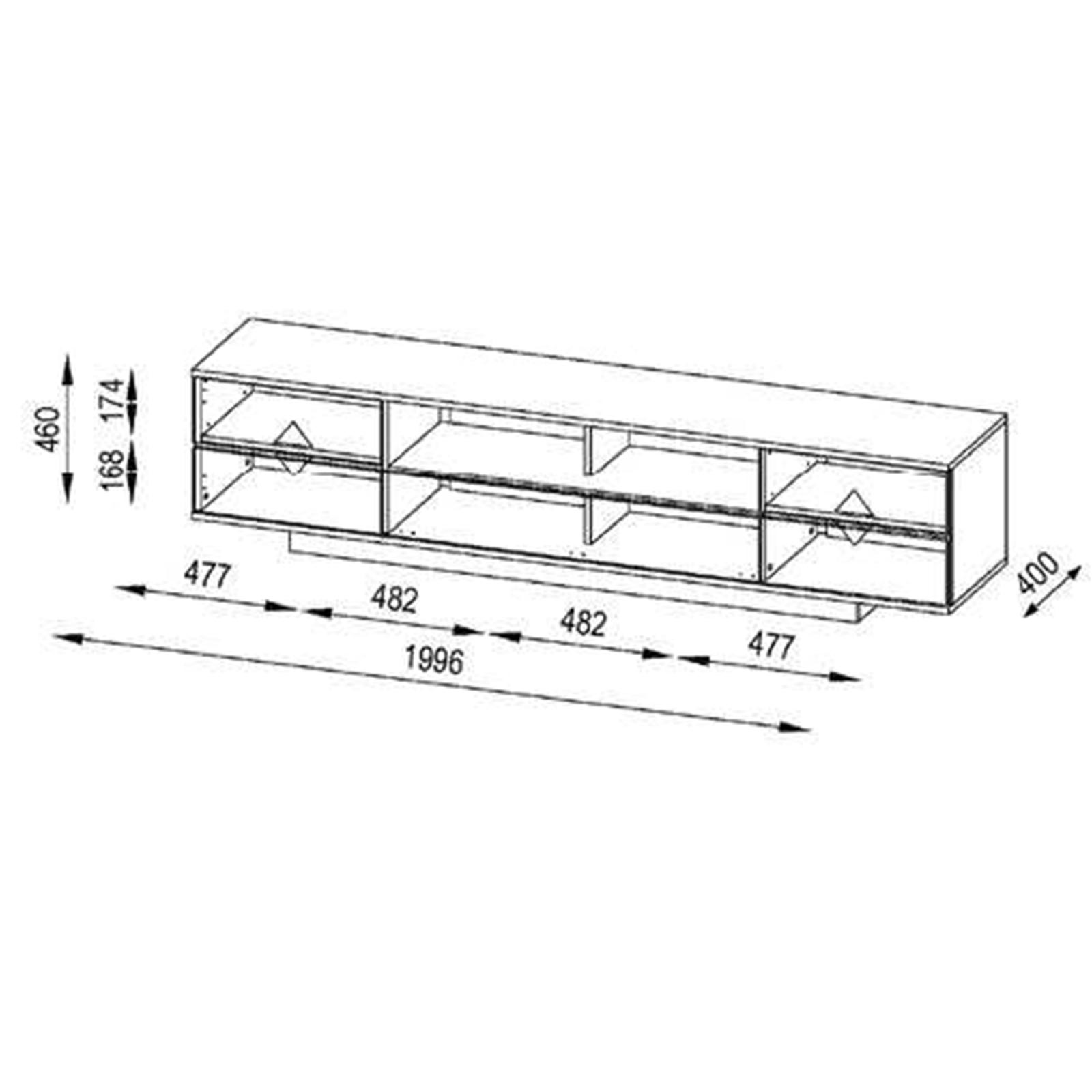 TV-Lowboard - weiß Hochglanz - Beton-Optik