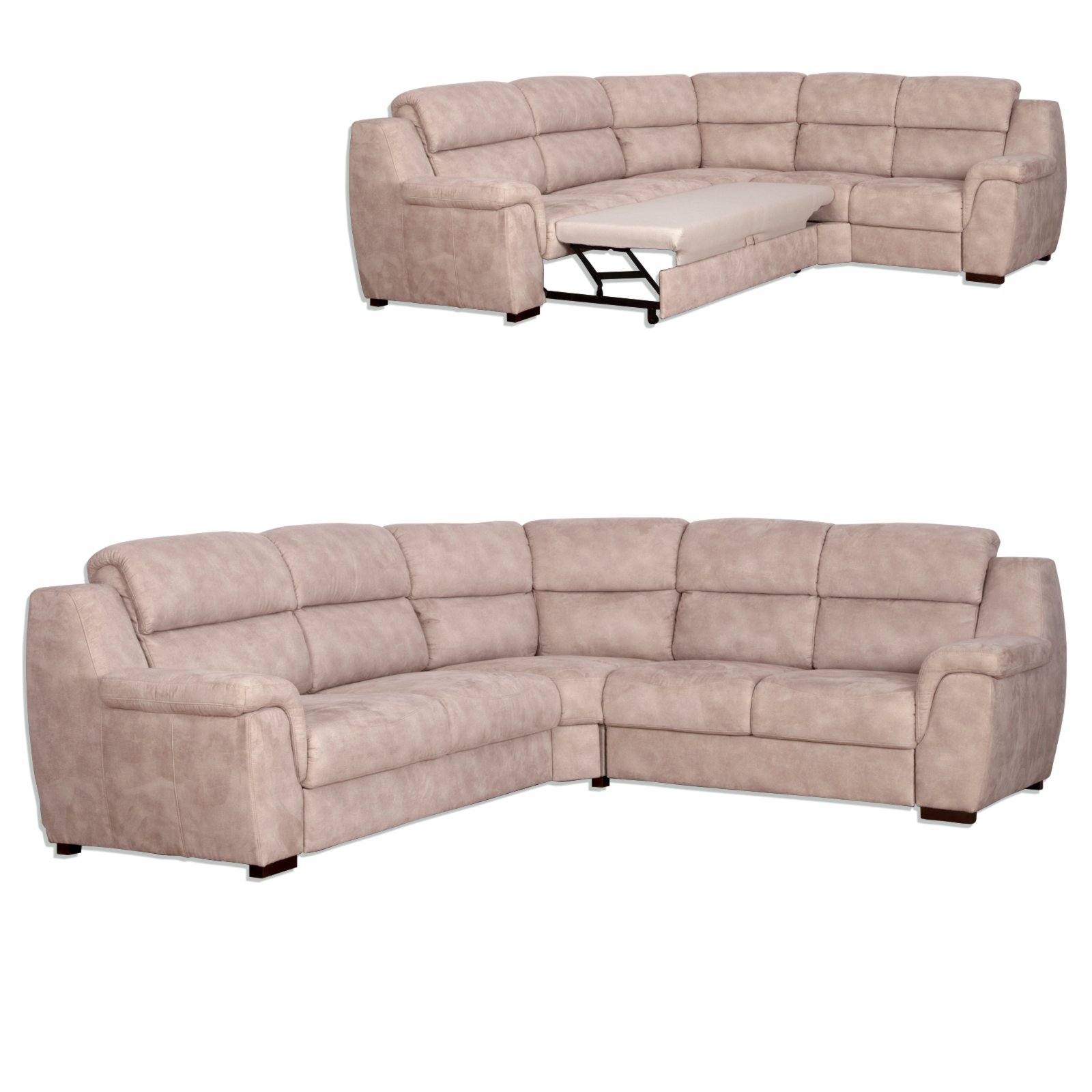 Ecksofa beige Microfaser Liegefunktion Ecksofas LForm Sofas