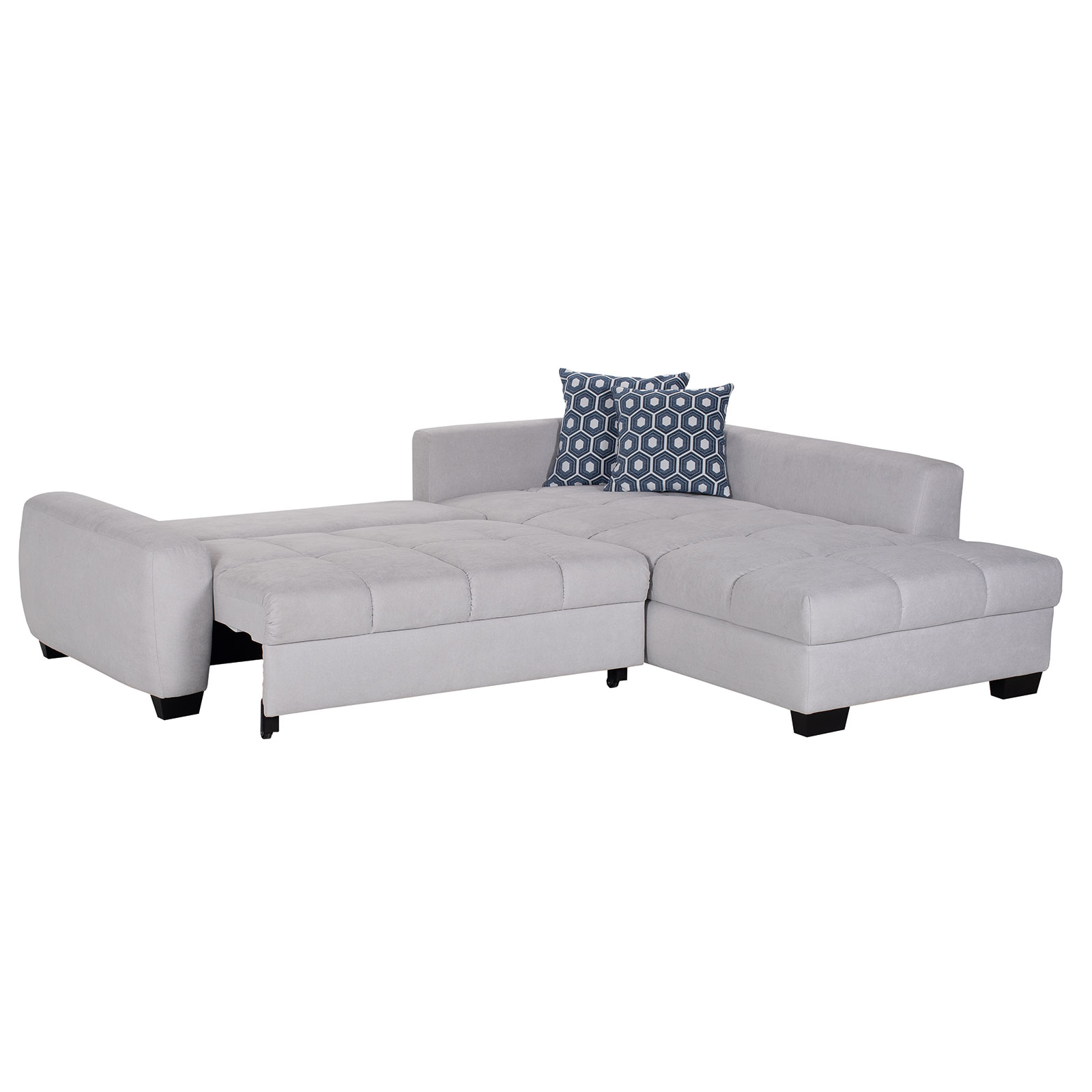 Ecksofa - silber - Microfaser - Liegefunktion