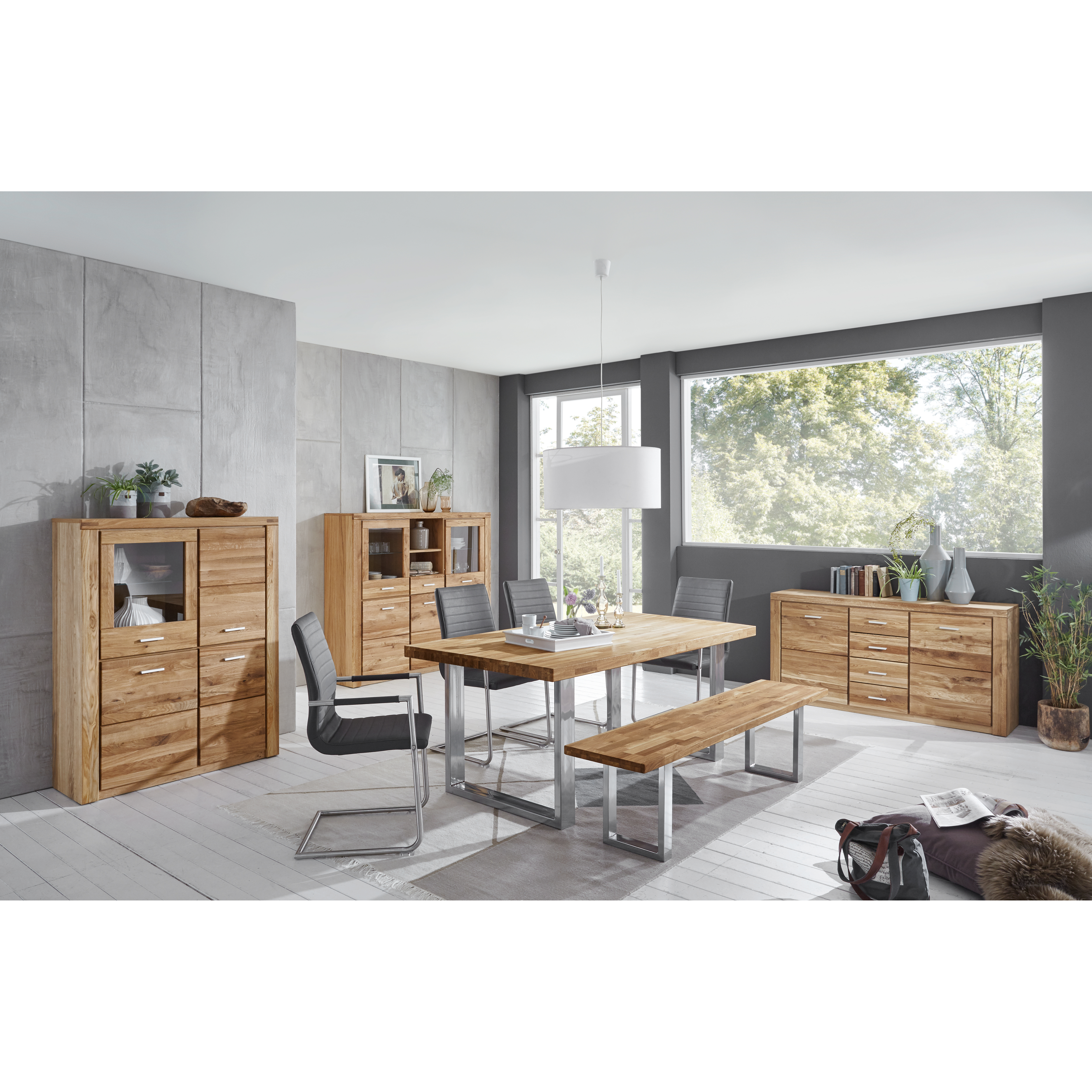 Highboard - Wildeiche teilmassiv - 155 cm