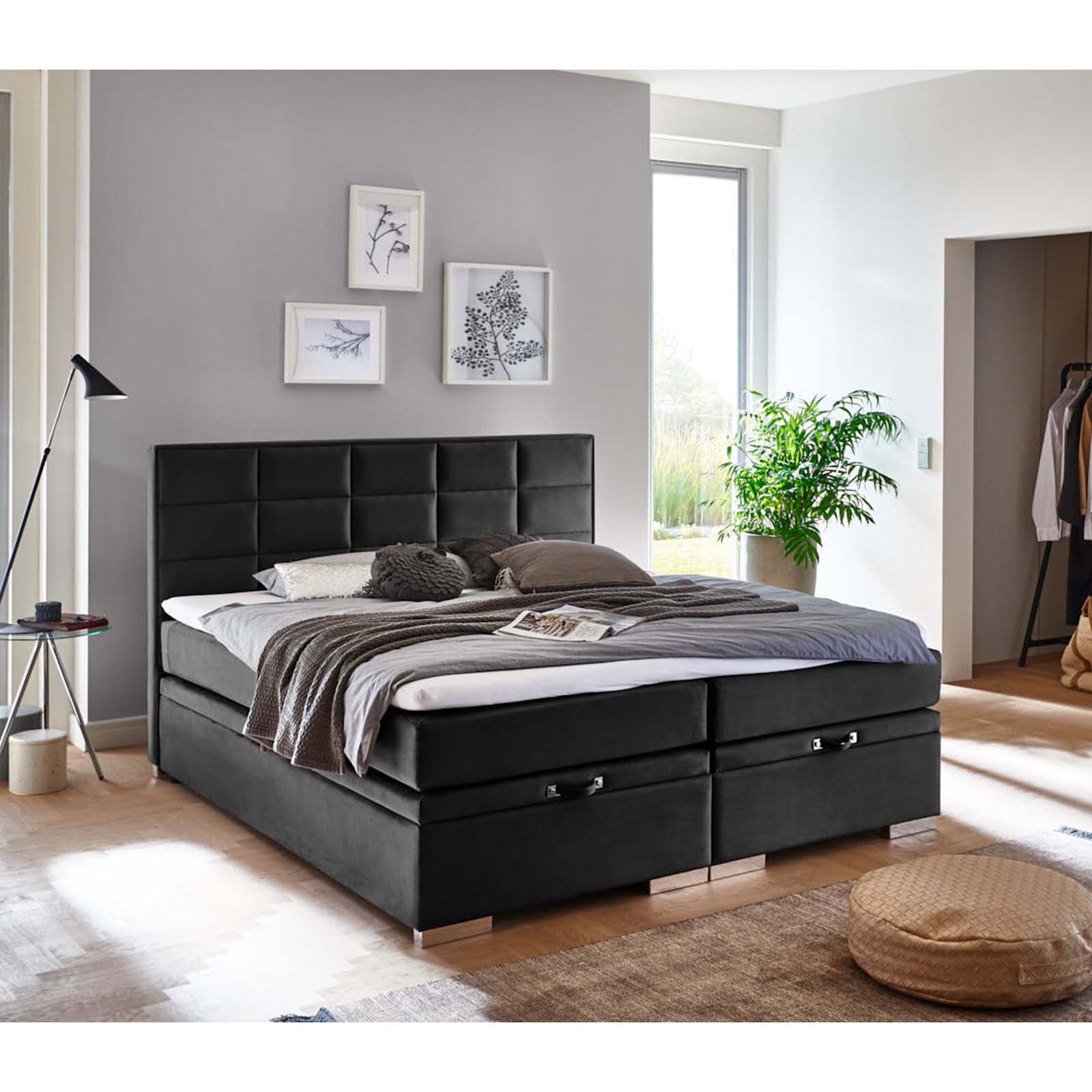 Boxspringbett - schwarz - H3 - 180x200 cm
