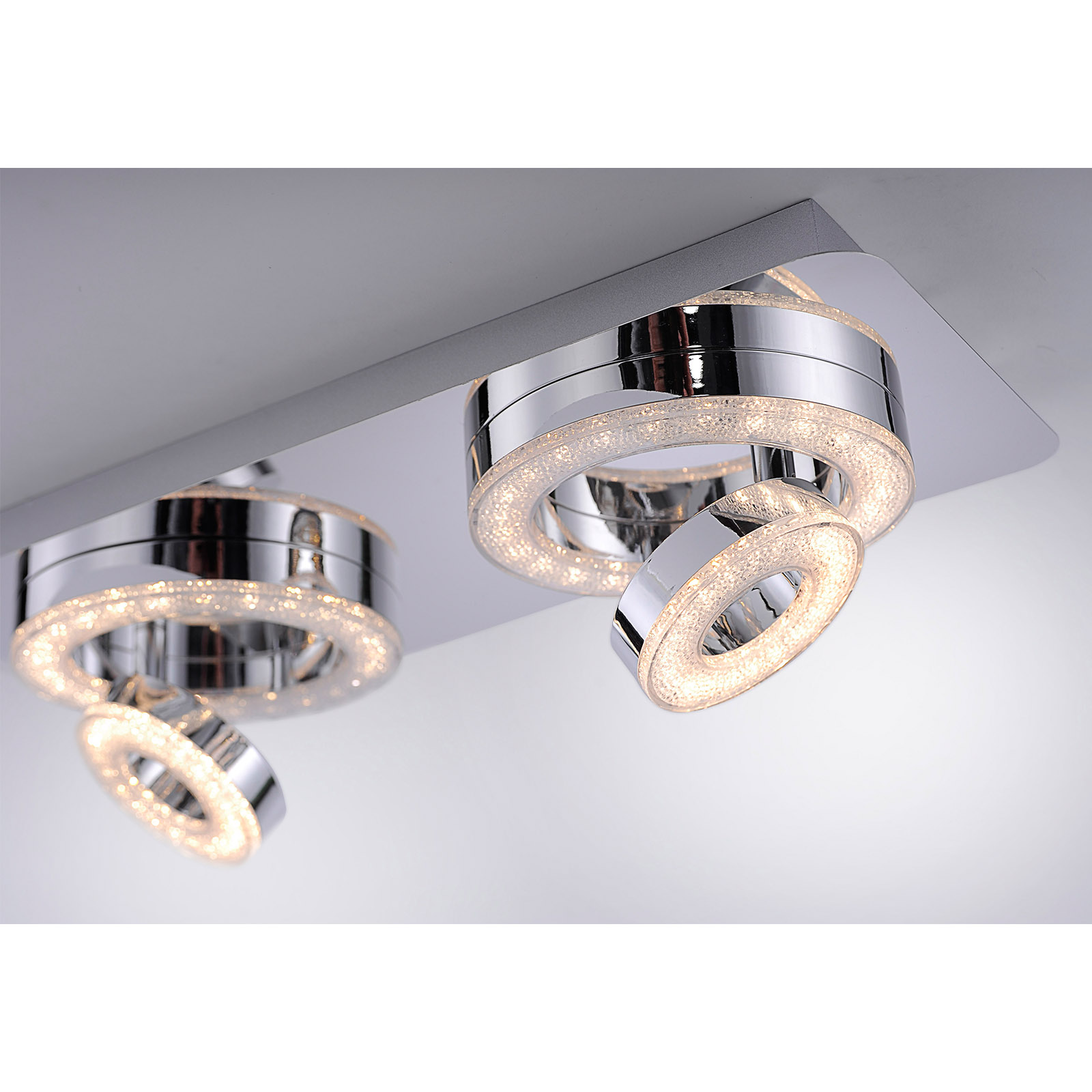 LED-Deckenleuchte - chrom - Kristalloptik - 40 cm
