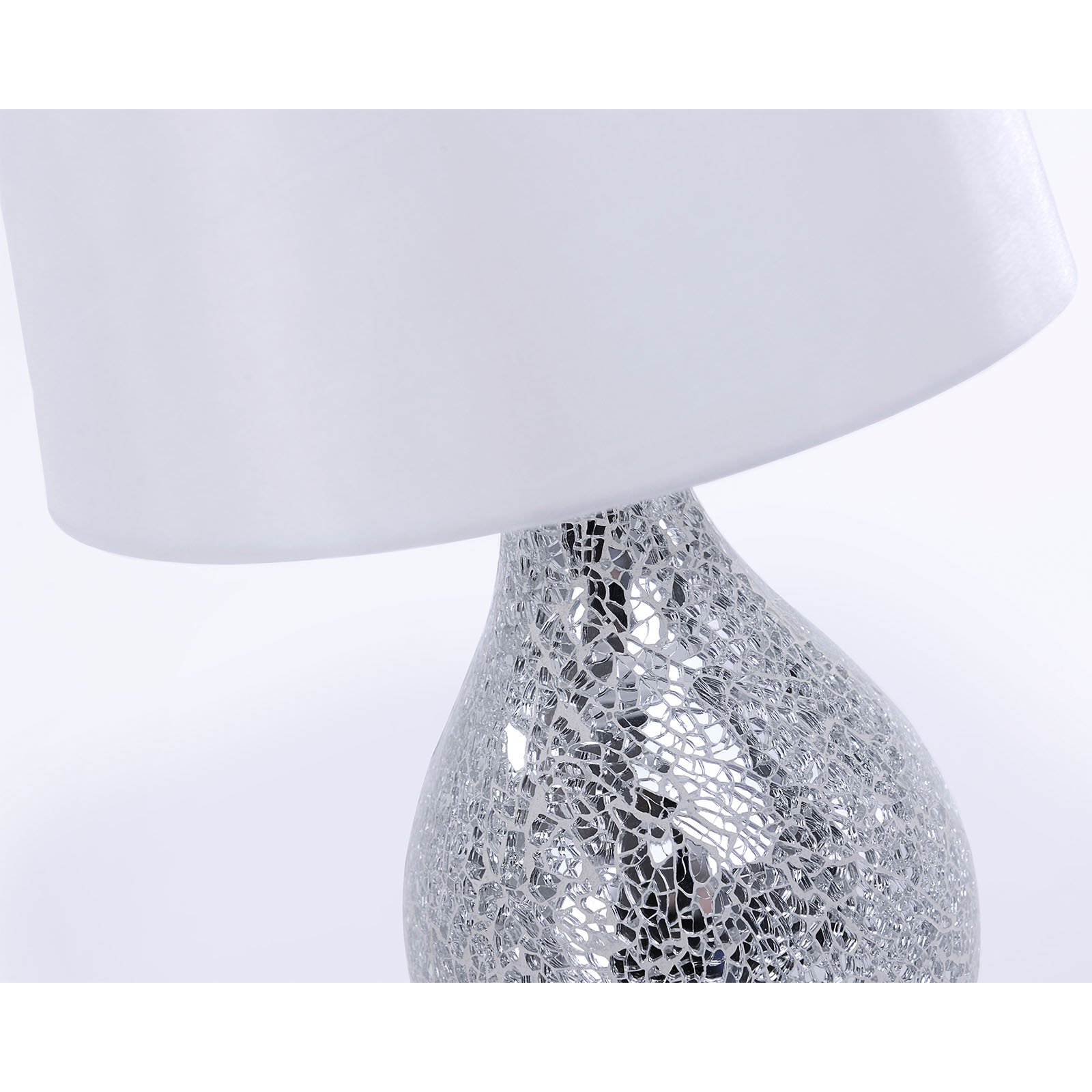 Tischlampe - weiß-silber - Stoffschirm