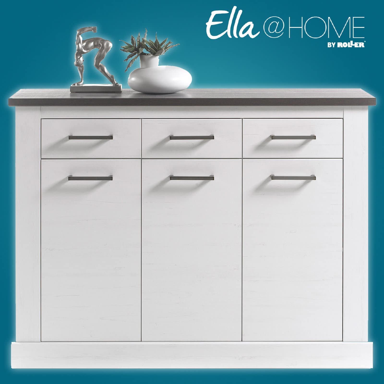 Ella@HOME Kommode - Pinie weiß-Wenge - 146 cm breit