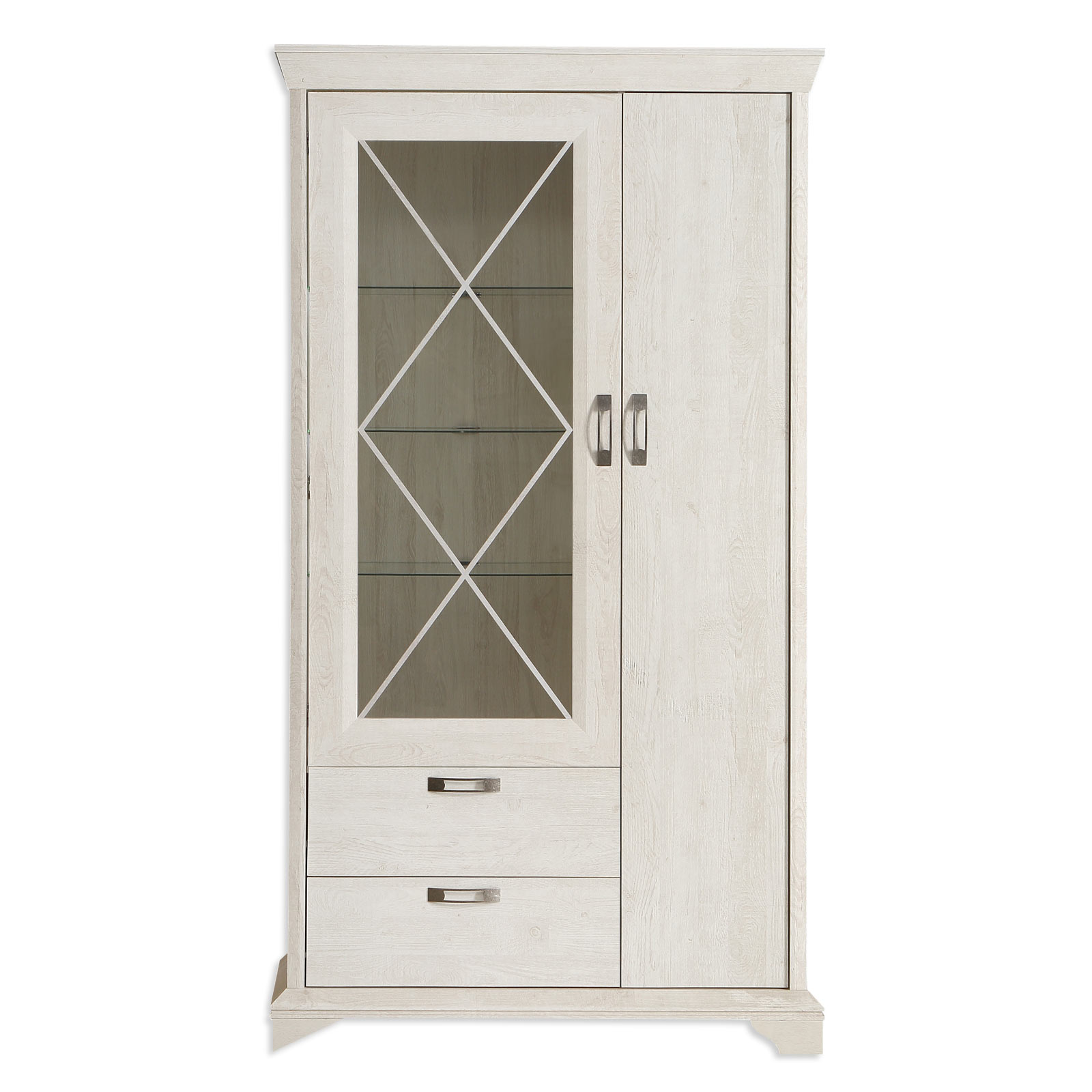 Vitrine - Pinie weiß - 113 cm breit