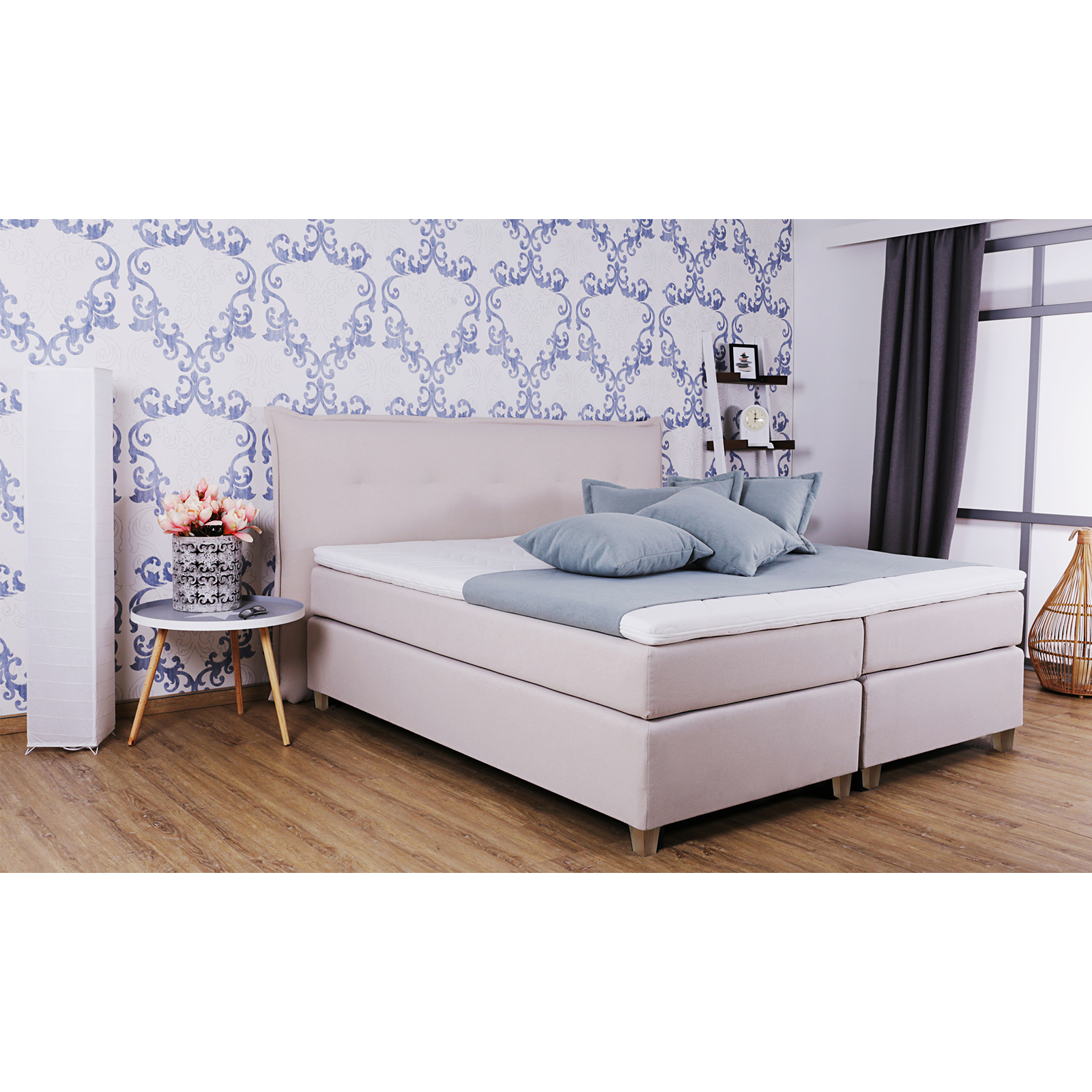 Boxspringbett - beige - H2/H3 - 180x200 cm