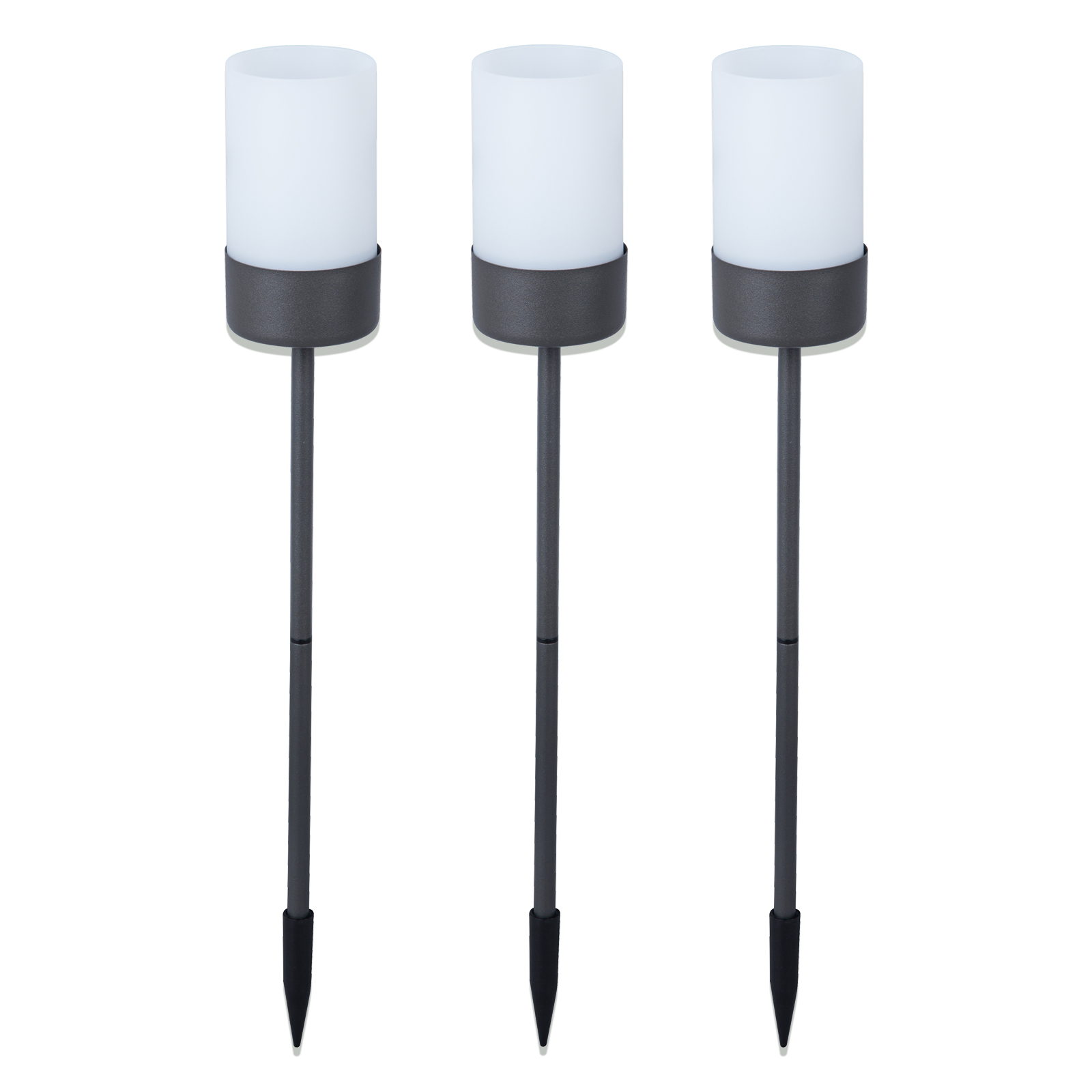 3er-Set LED-Solarerdspieße - schwarz-weiß